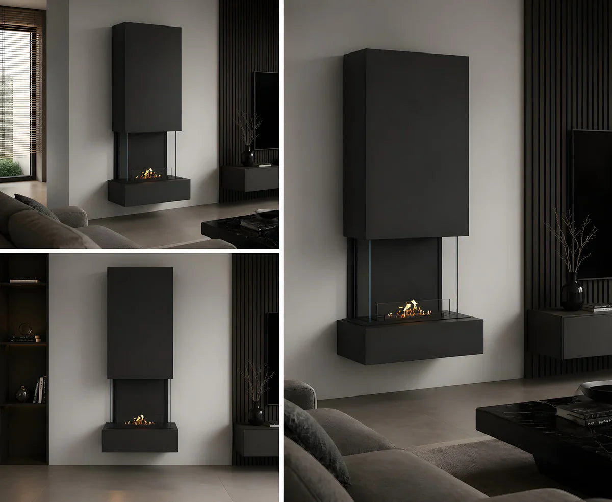 Image of Holly Wall Mounting Fireplace Black H180 cm