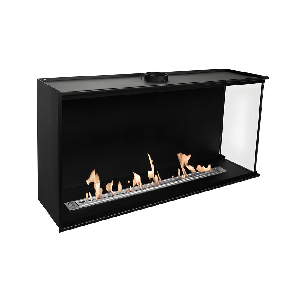 Built-in Corner Full Glass Fireplace Right 100 cm