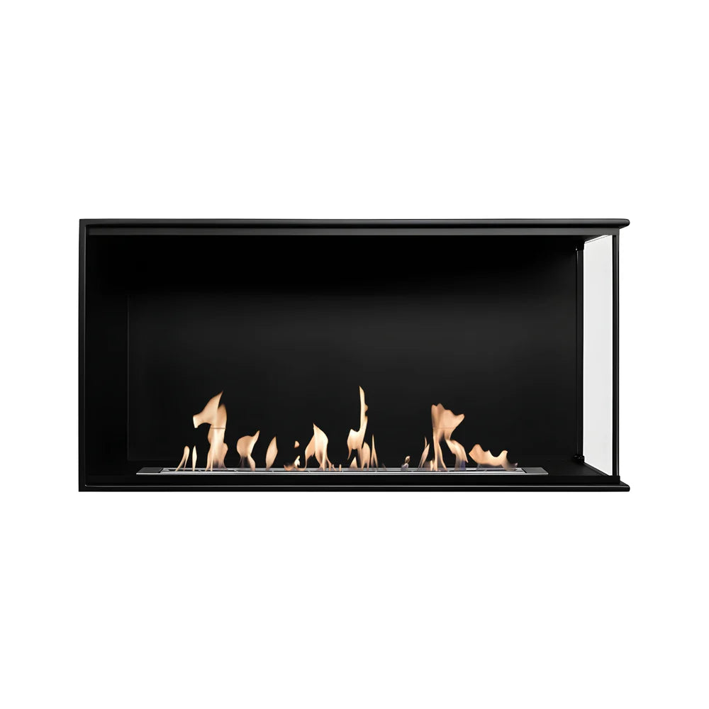 Built-in Corner Full Glass Fireplace Right 100 cm