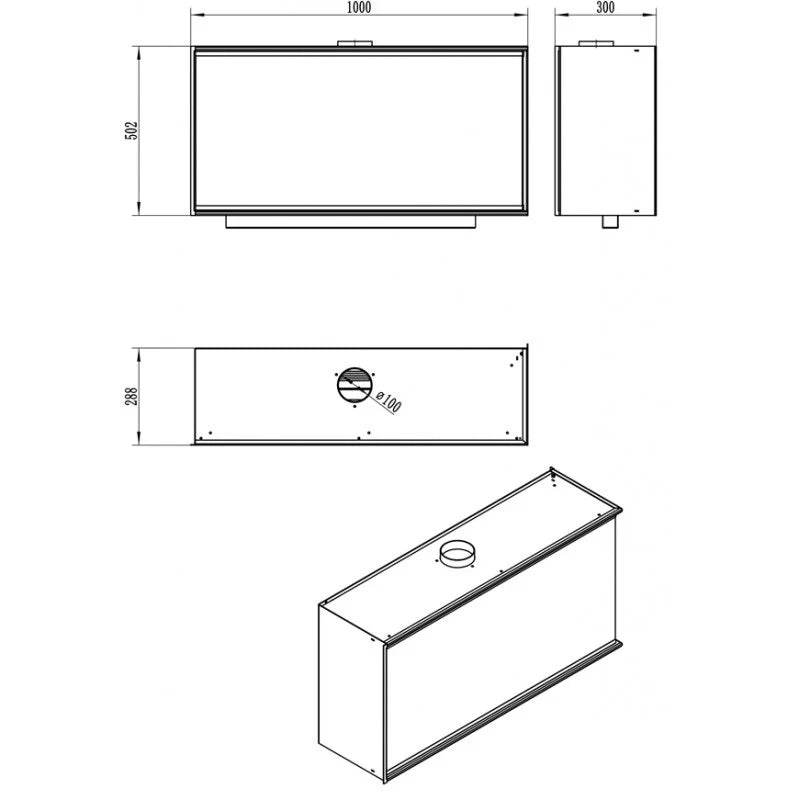 Built-in Corner Full Glass Fireplace Left 100 cm