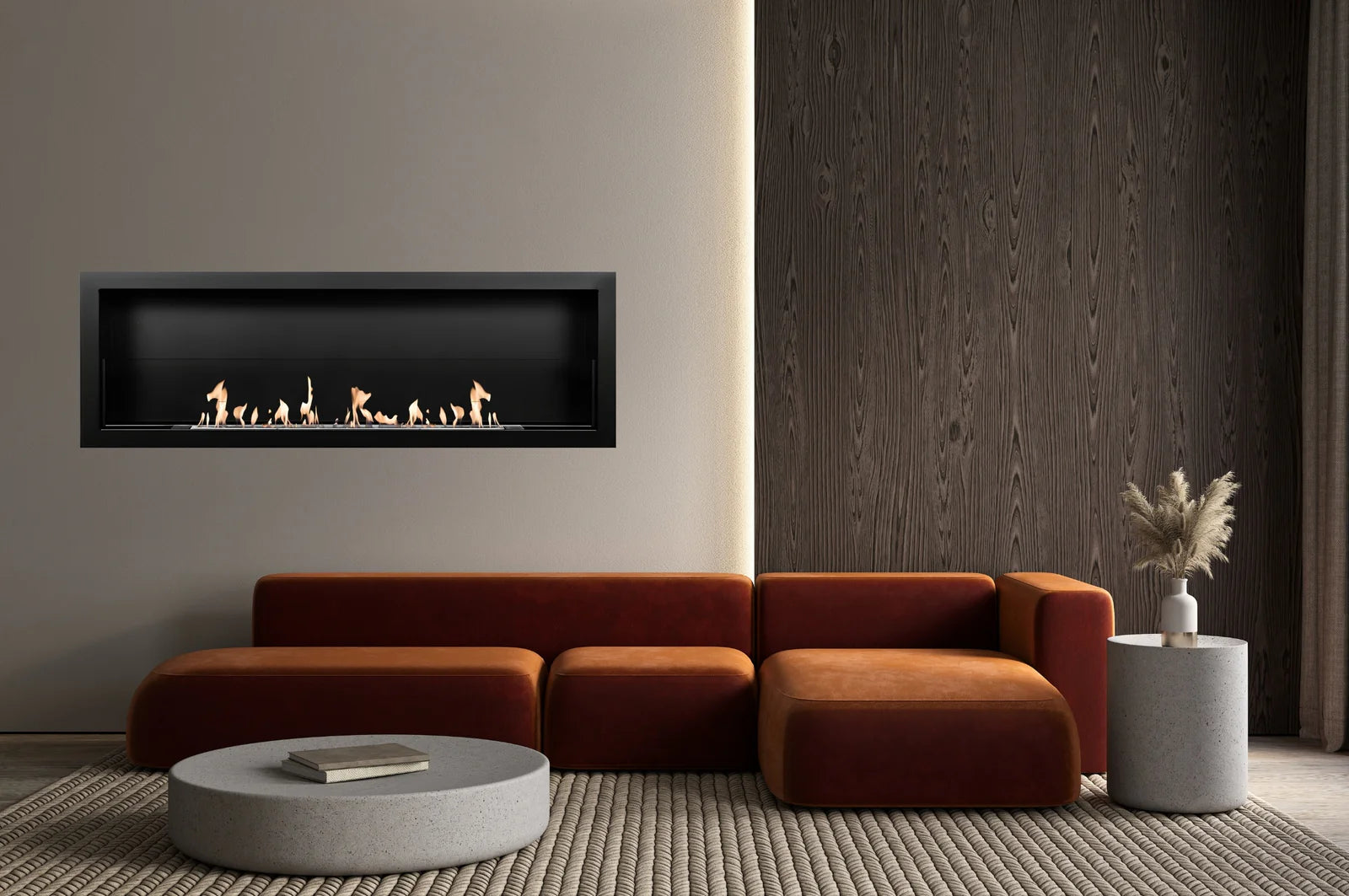 Bio Ethanol Built-In Fireplace Black 120 cm