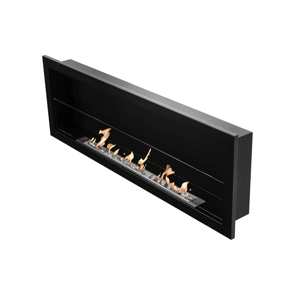 Bio Ethanol Built-In Fireplace Black 120 cm