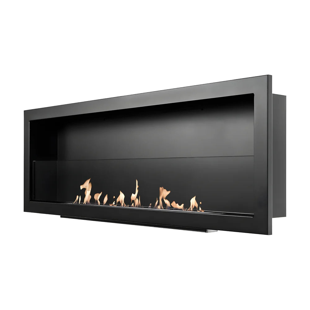 Bio Ethanol Built-In Fireplace Black 120 cm