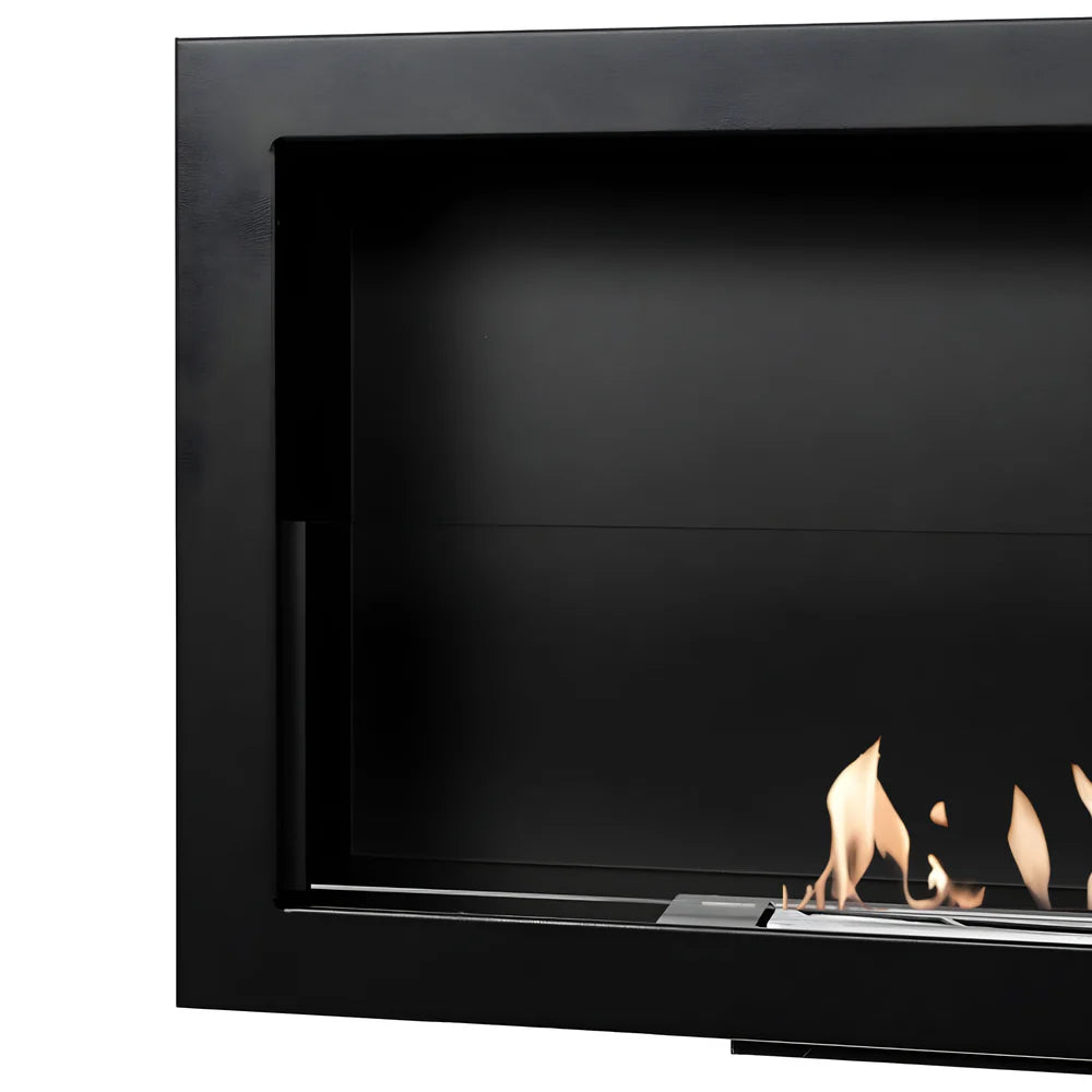Bio Ethanol Built-In Fireplace Black 120 cm