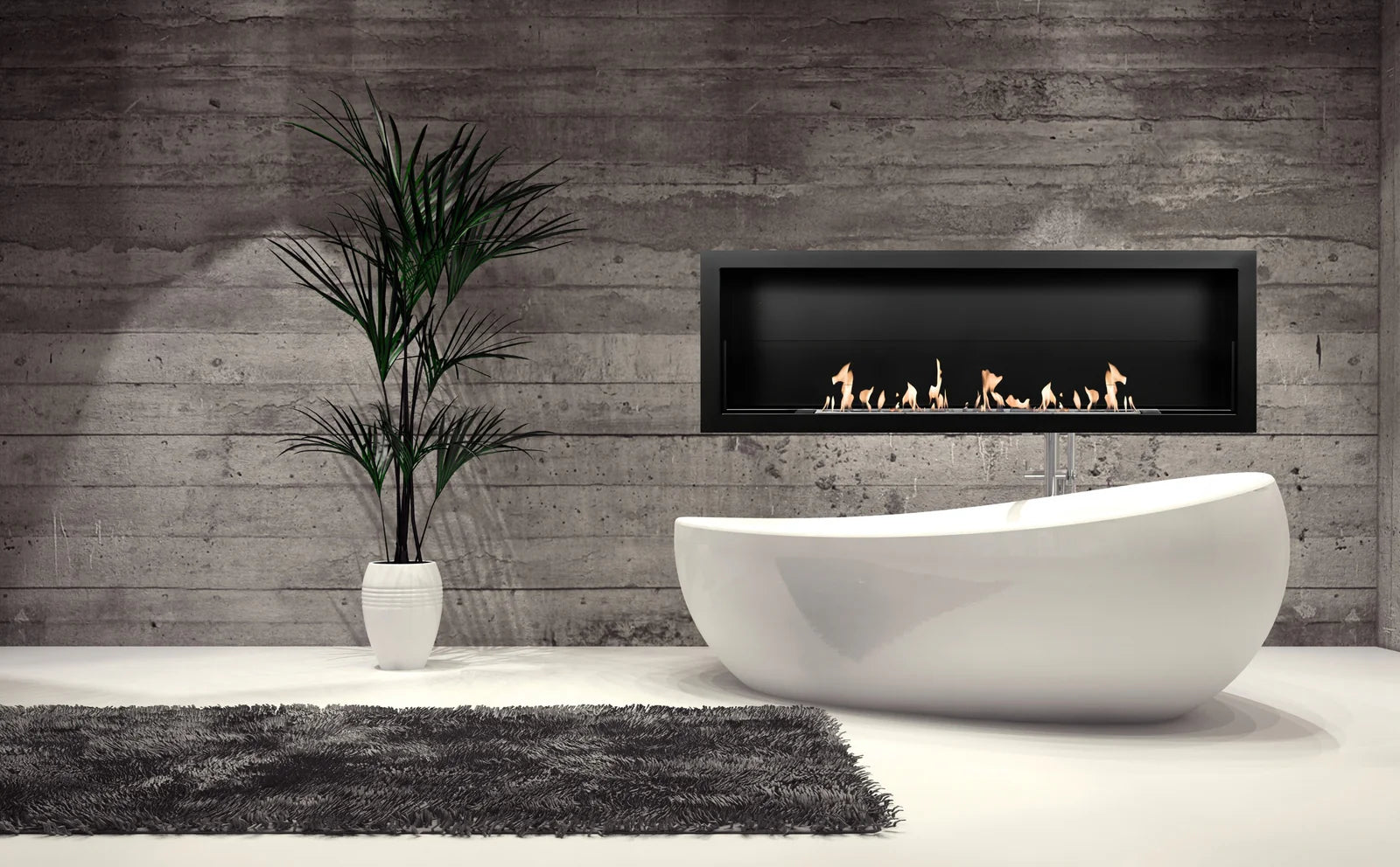 Bio Ethanol Built-In Fireplace Black 120 cm