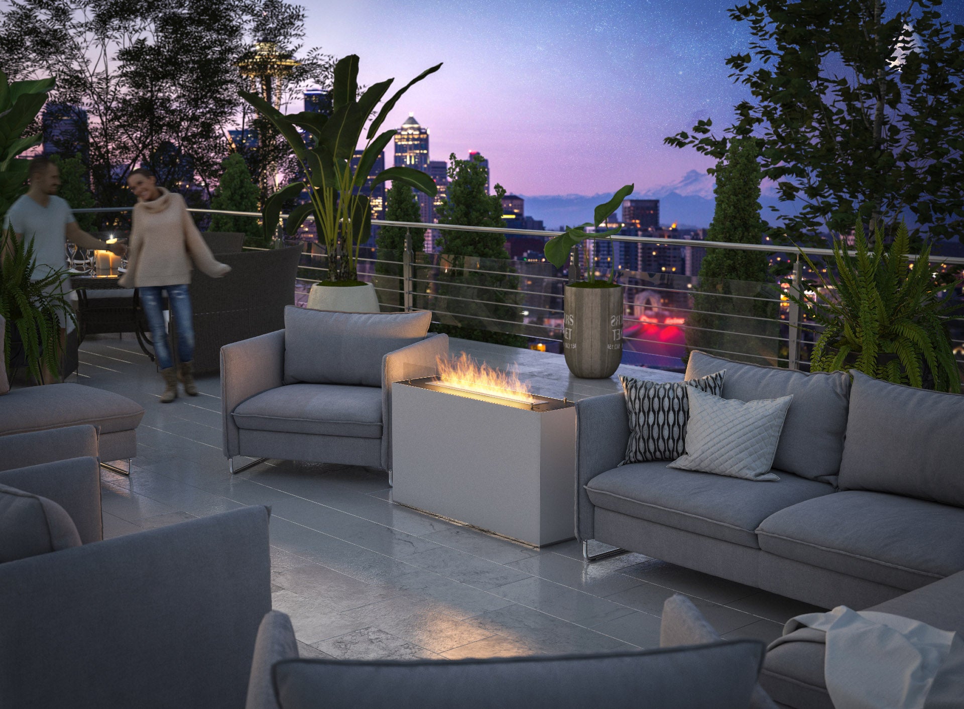 Image of INCUBE White Freestanding Fireplace