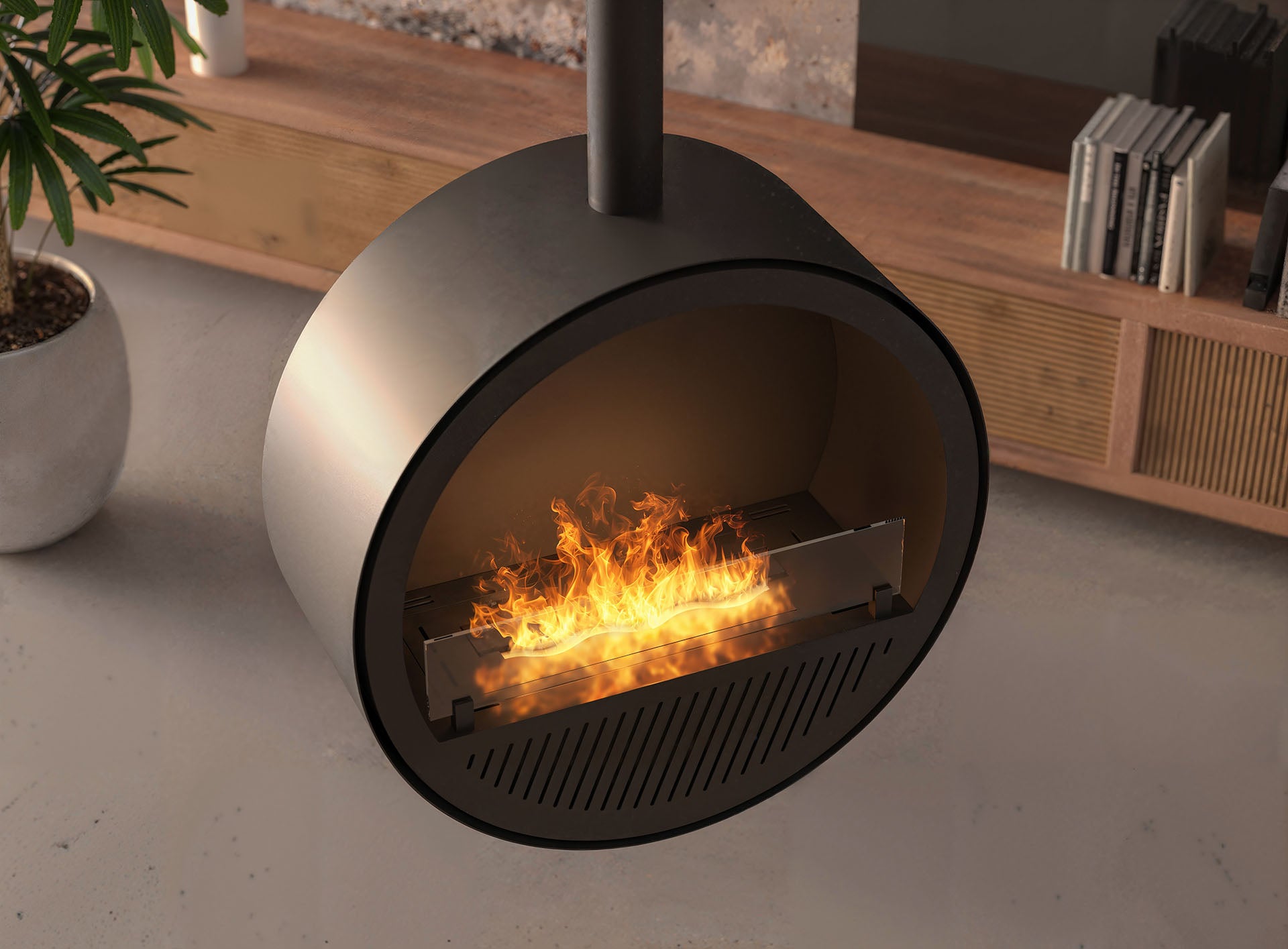 Image of Incycle Slim Black Bio-ethanol Ceiling Fireplace