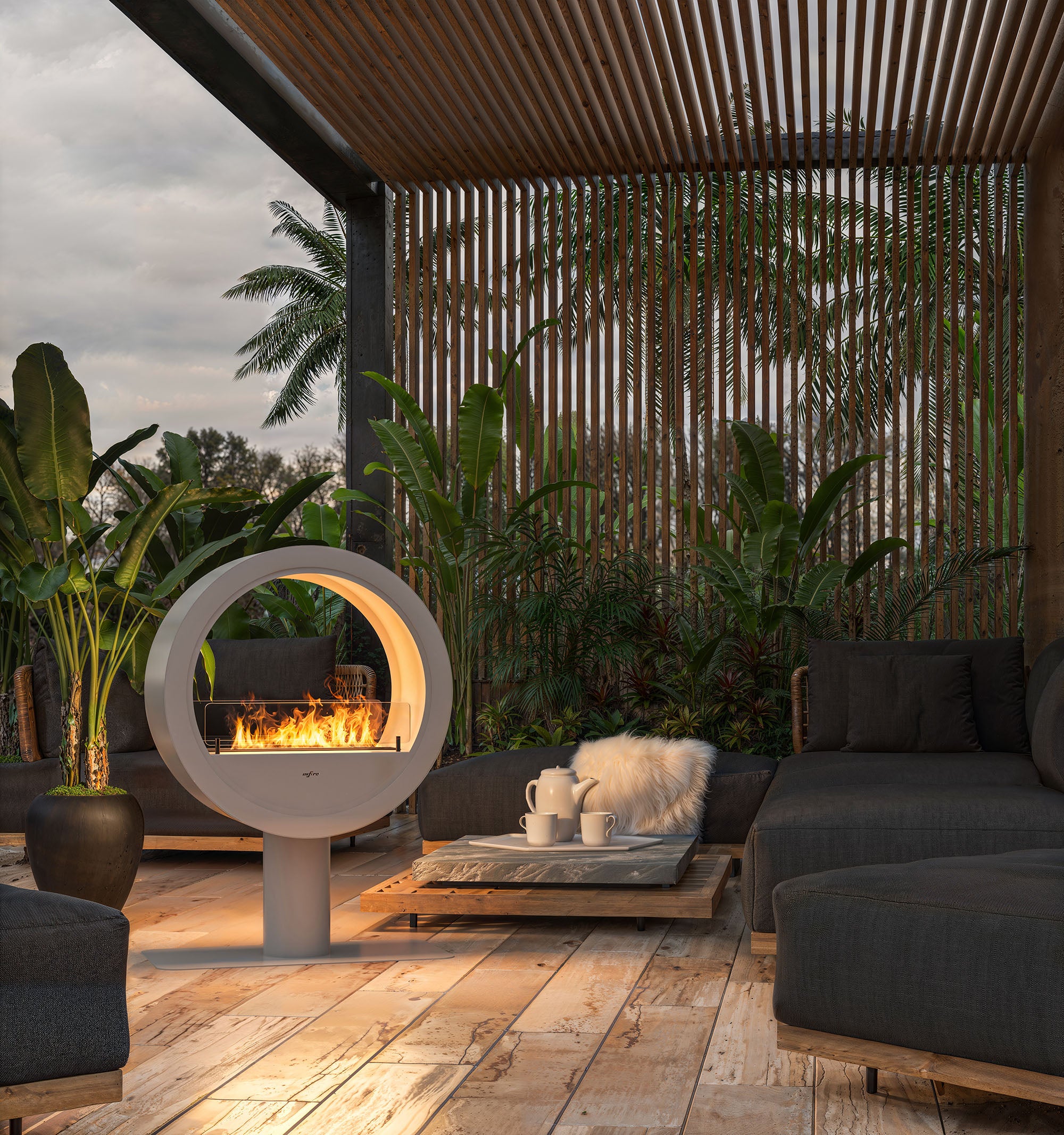Image of Incyrcle See-Through Freestanding Fireplace
