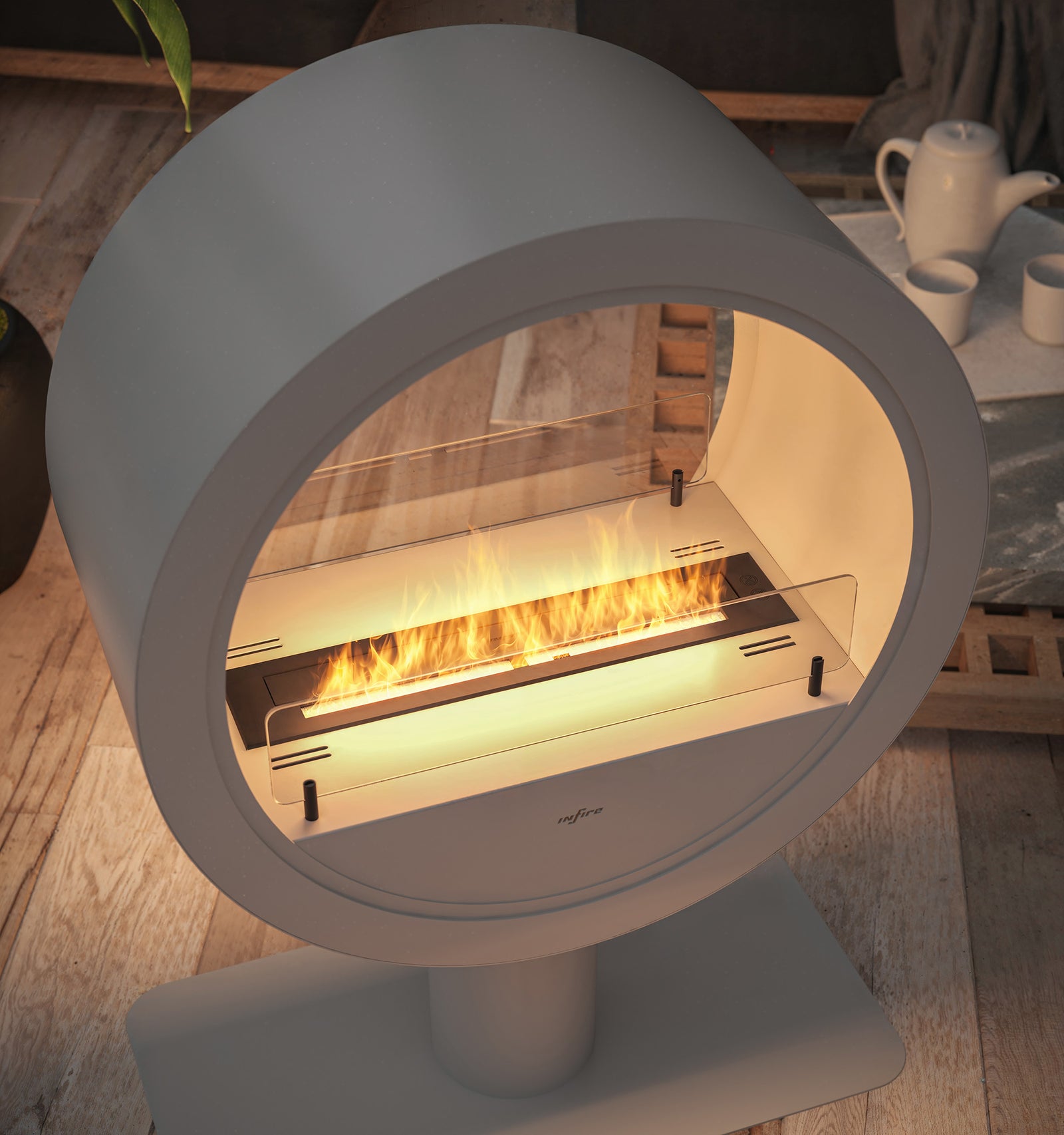 Incycle See-Through Freestanding Fireplace