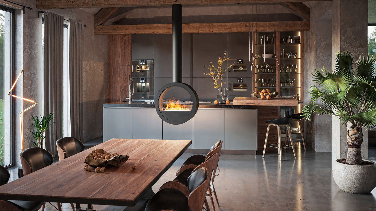Incycle Black Bio Ethanol Ceiling Fireplace D70 cm
