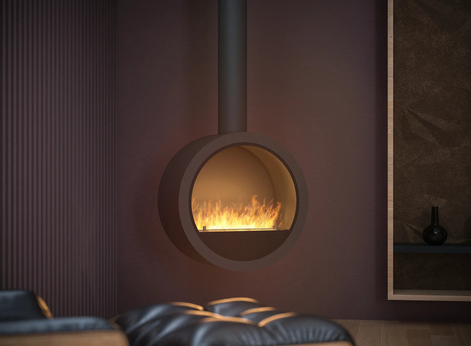 Incycle Black Bio Ethanol Ceiling Fireplace D70 cm