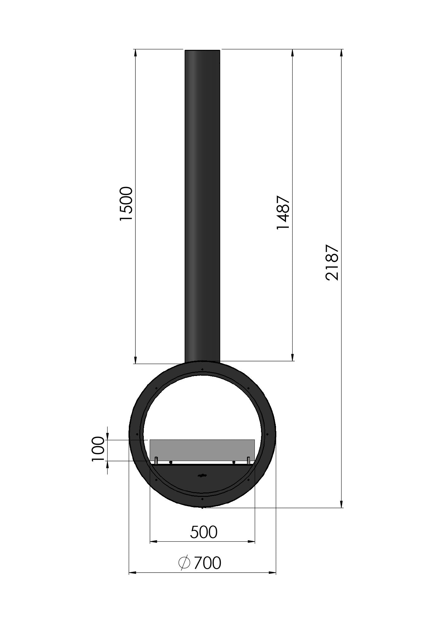 Incycle Black Bio Ethanol Ceiling Fireplace D70 cm
