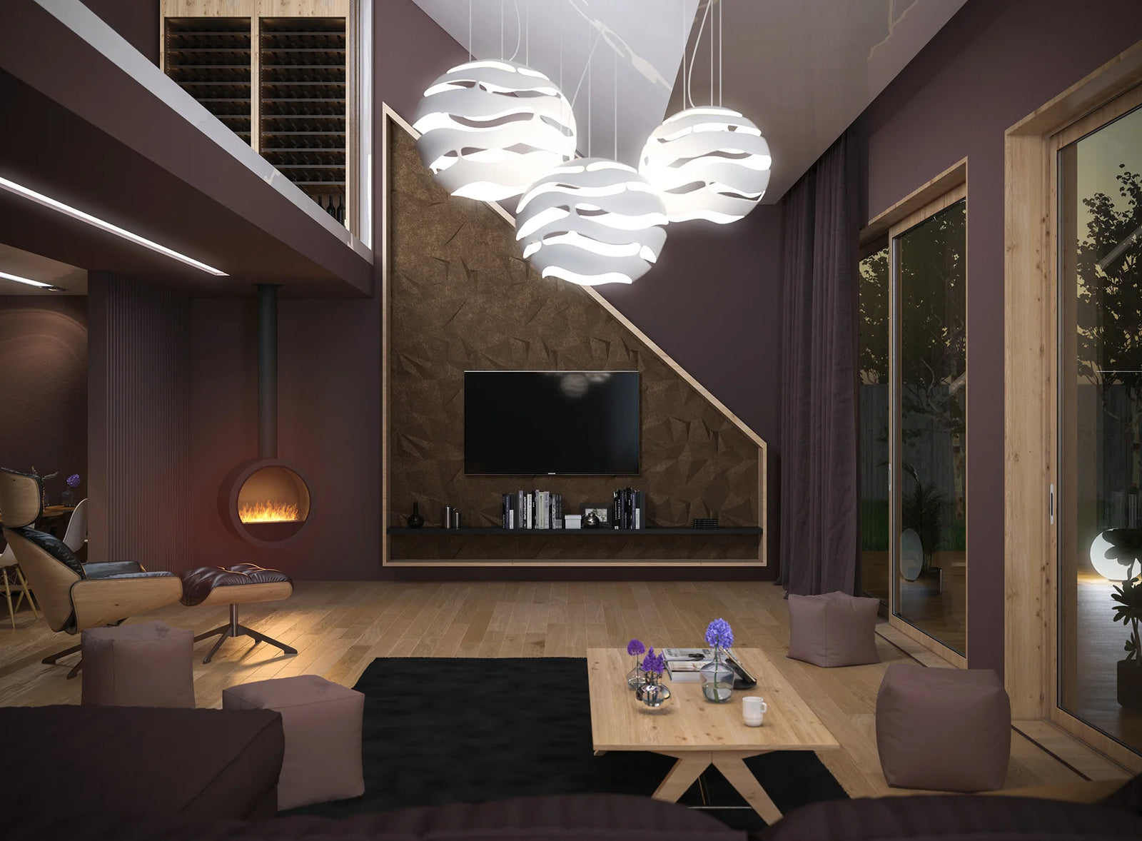 Incycle Black Bio Ethanol Ceiling Fireplace D70 cm