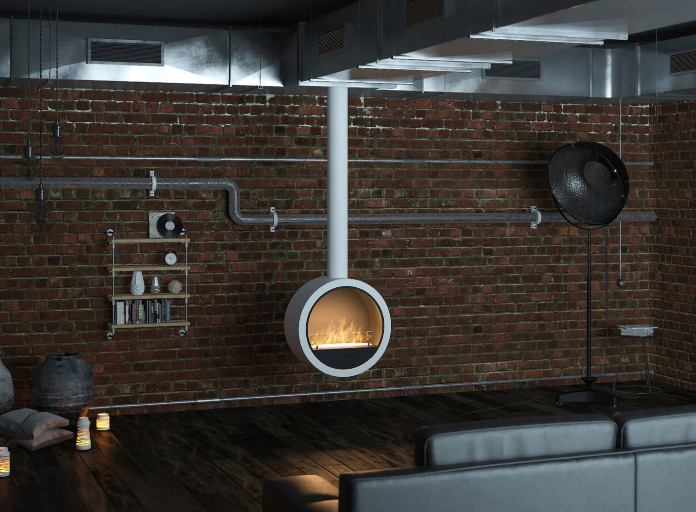 Incycle White Bio Ethanol Ceiling Fireplace D70 cm