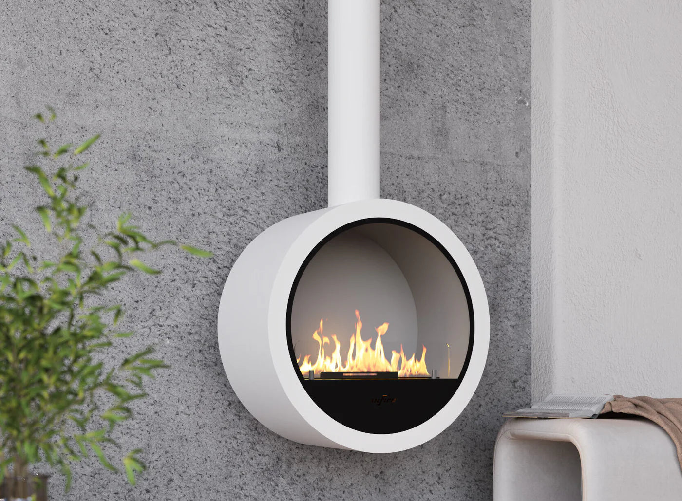 Image of Incyrcle White Bio Ethanol Ceiling Fireplace D70 cm