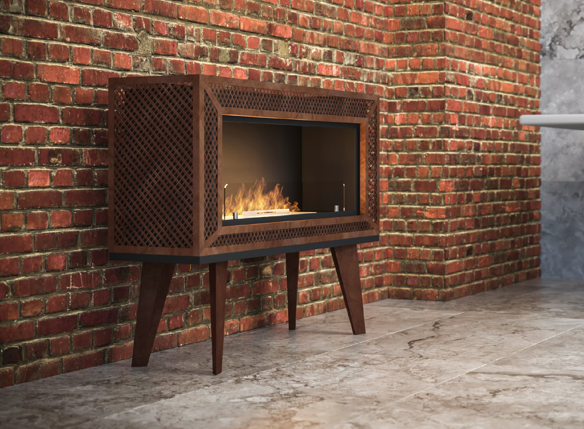 Image of Industrial Freestanding Fireplace