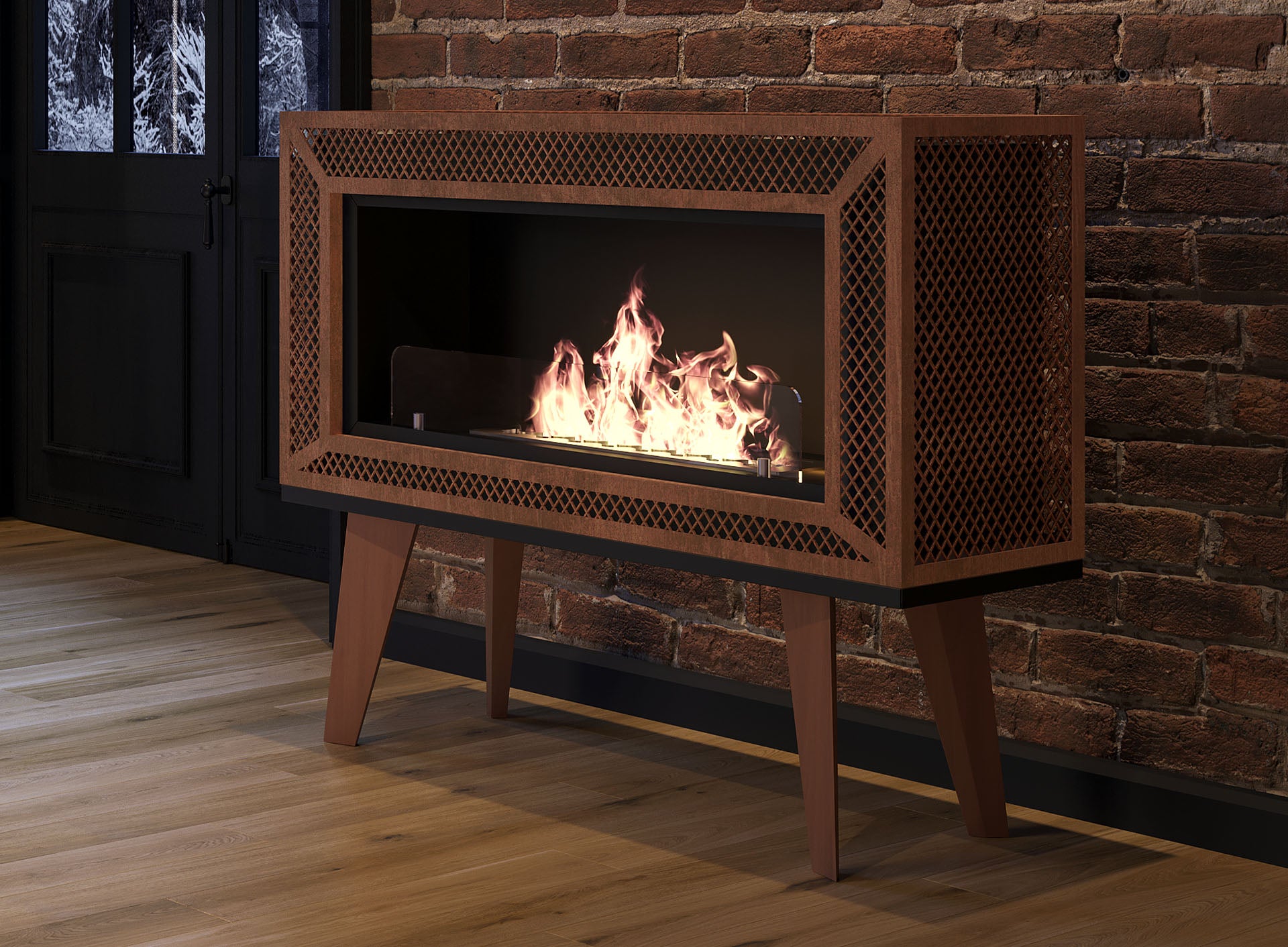 Industrial Freestanding Fireplace