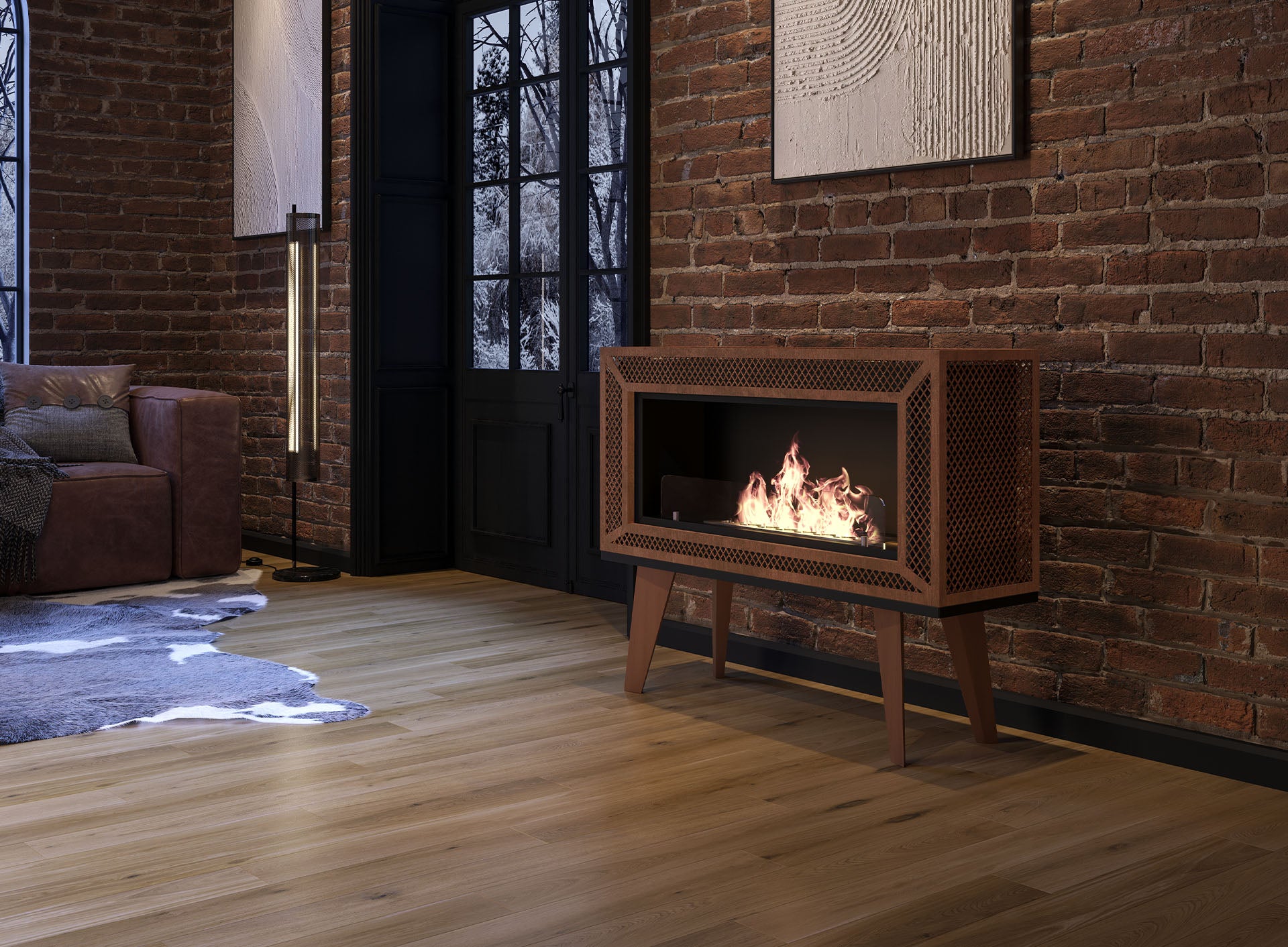 Image of Industrial Freestanding Fireplace