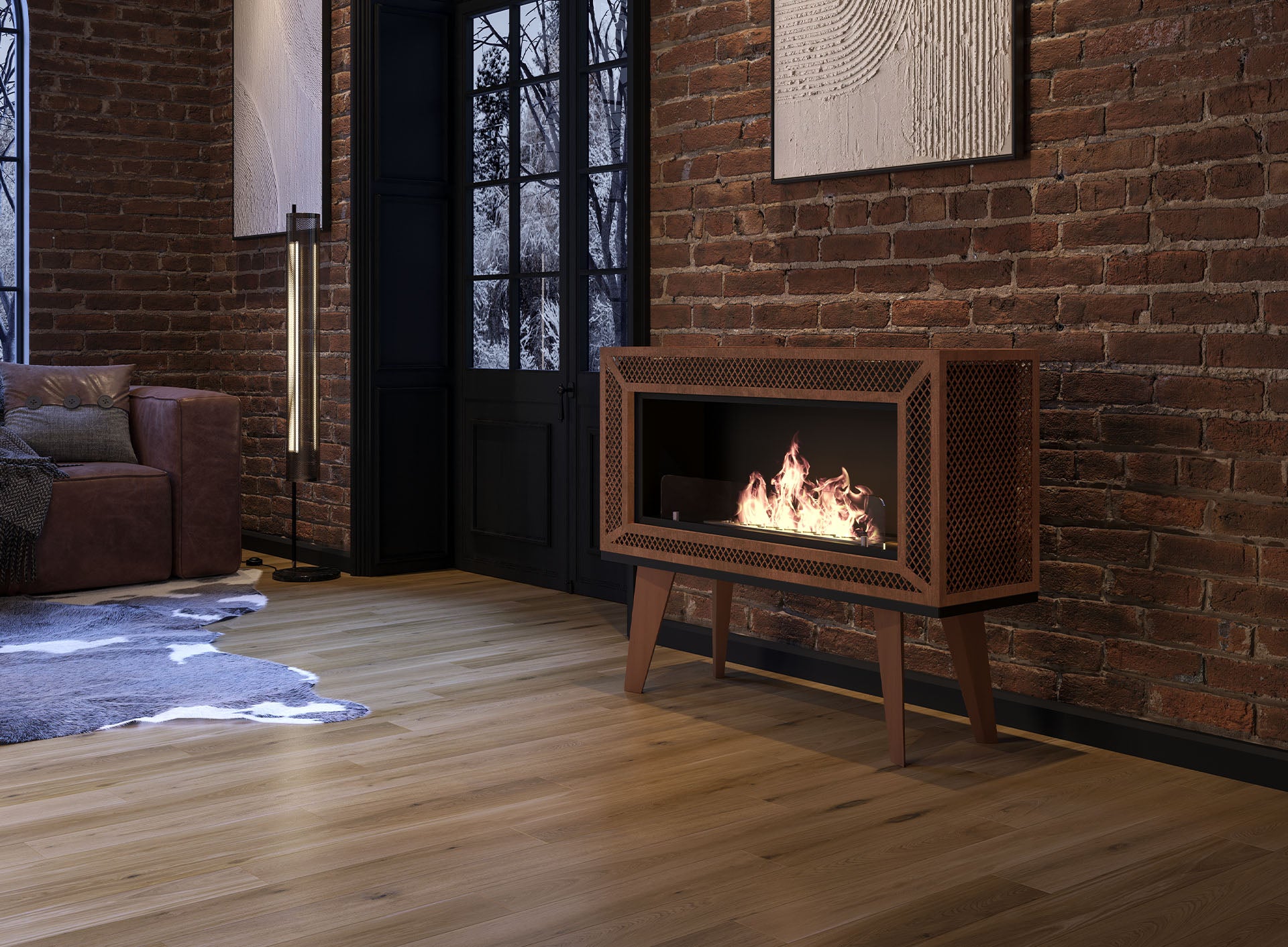 Industrial Freestanding Fireplace