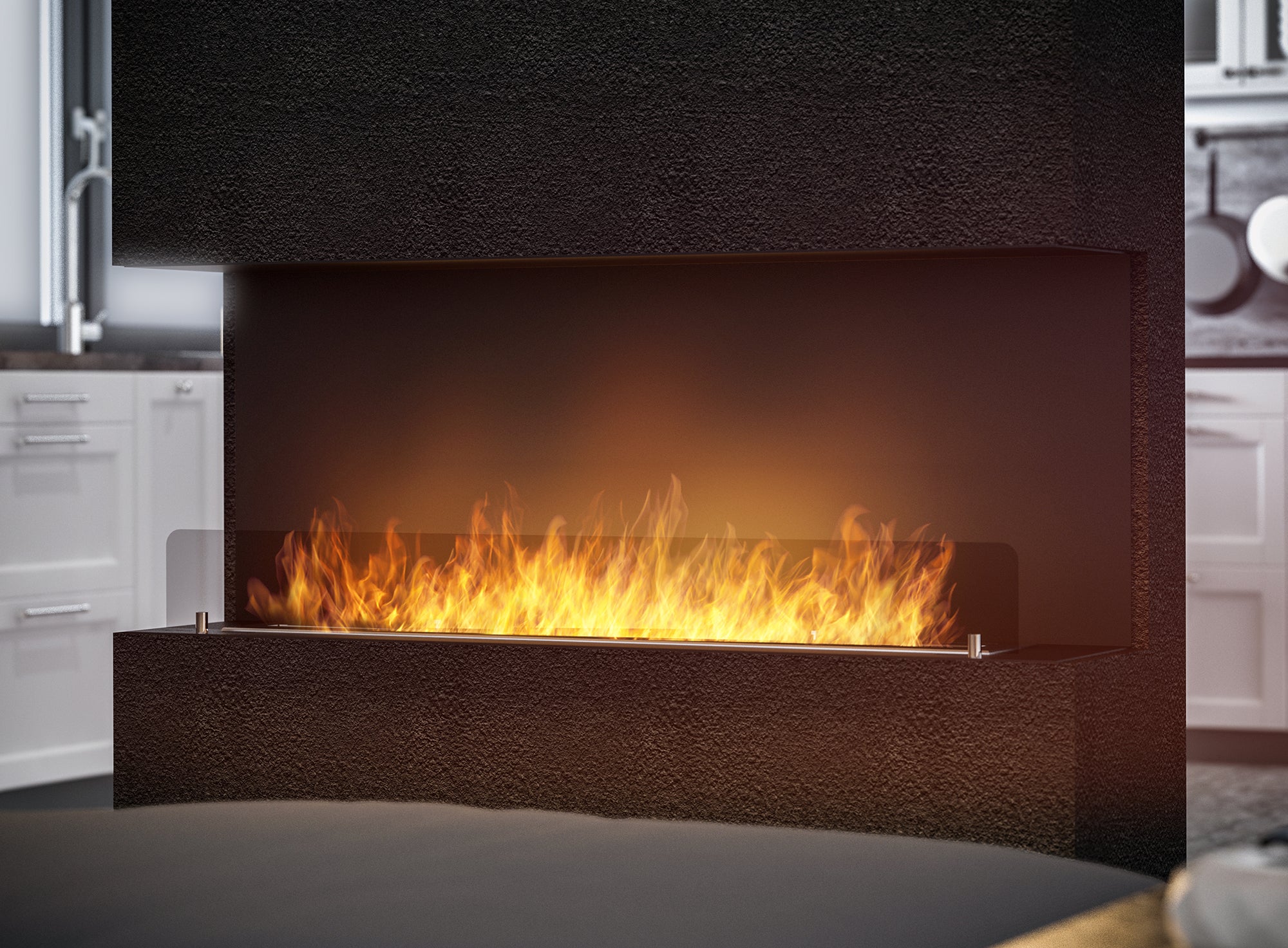 Inside Three-sided Built-in Fireplace 120 cm