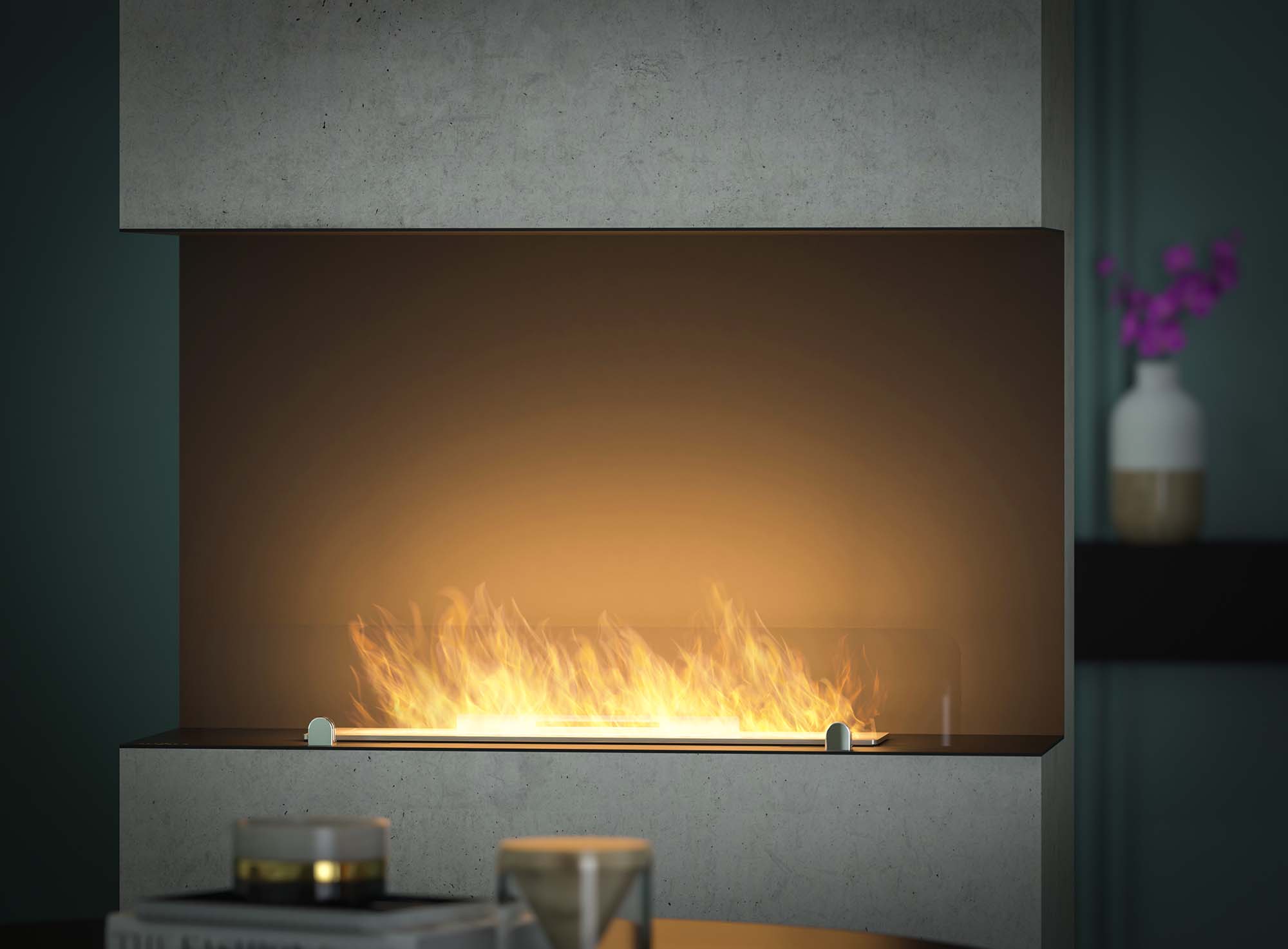 Inside Three-sided Built-in Fireplace 90 cm