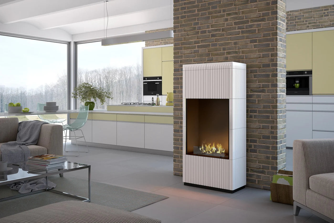 Intiled Freestanding Fireplace