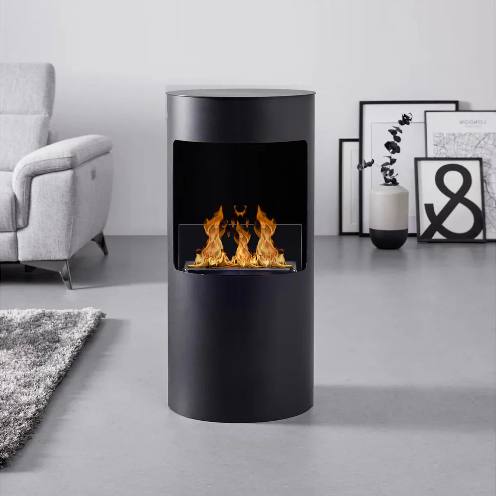 Lomanian Black Bio Ethanol Freestanding Fireplace H95 cm