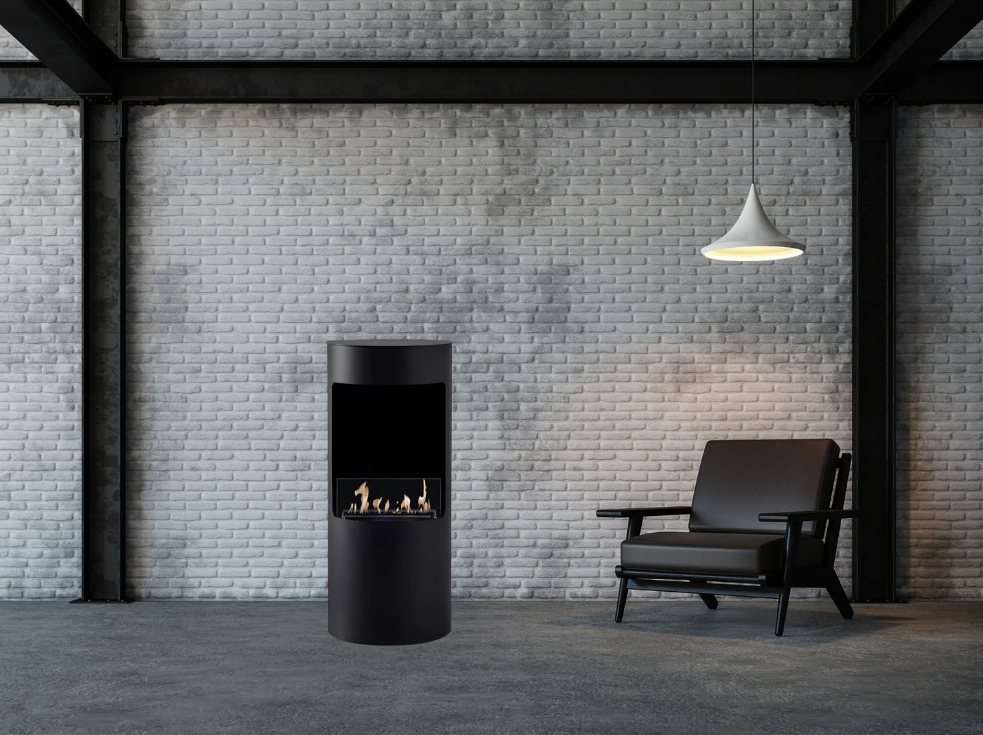 Lomanian Black Bio Ethanol Freestanding Fireplace H95 cm