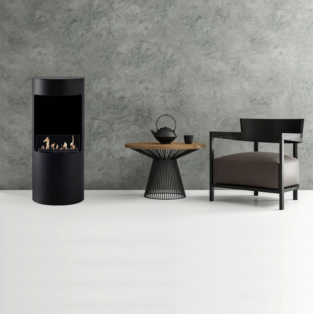 Lomanian Black Bio Ethanol Freestanding Fireplace H95 cm