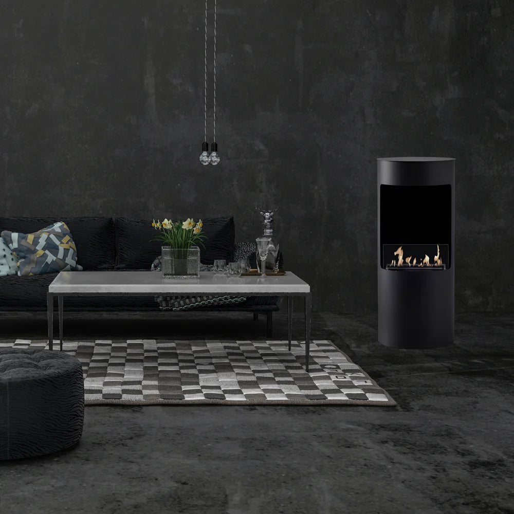 Lomanian Black Bio Ethanol Freestanding Fireplace H95 cm