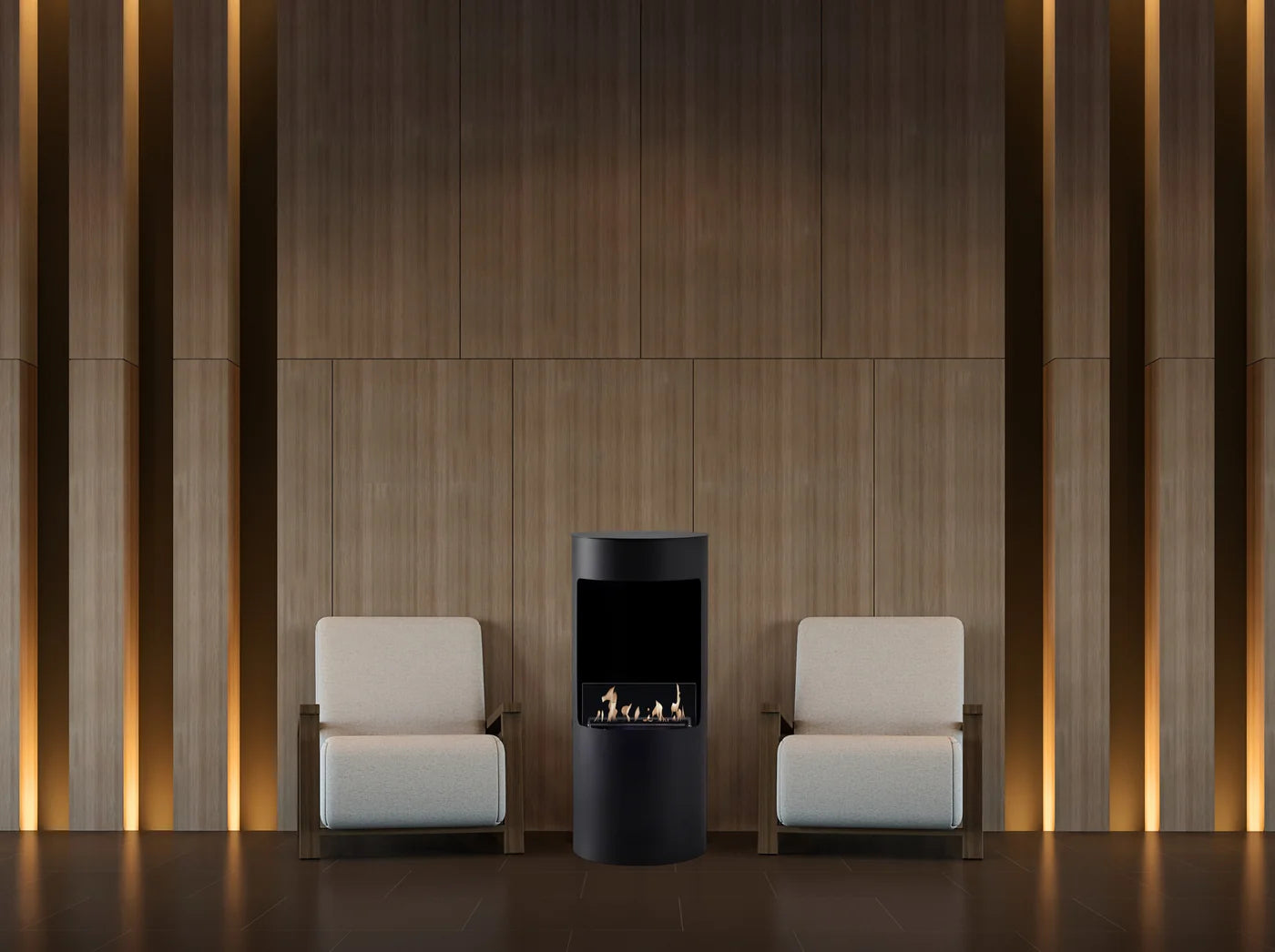 Lomanian Black Bio Ethanol Freestanding Fireplace H95 cm