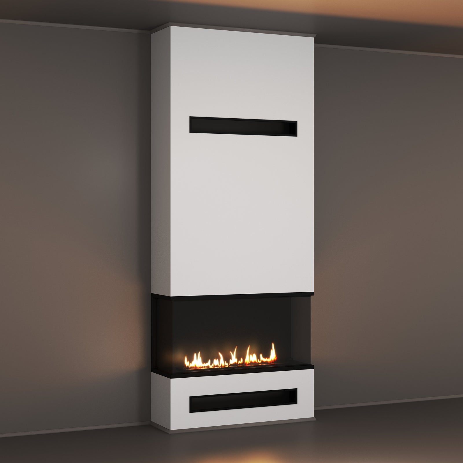 Made Three-sided Built-in Fireplace Full Glass 100 cm