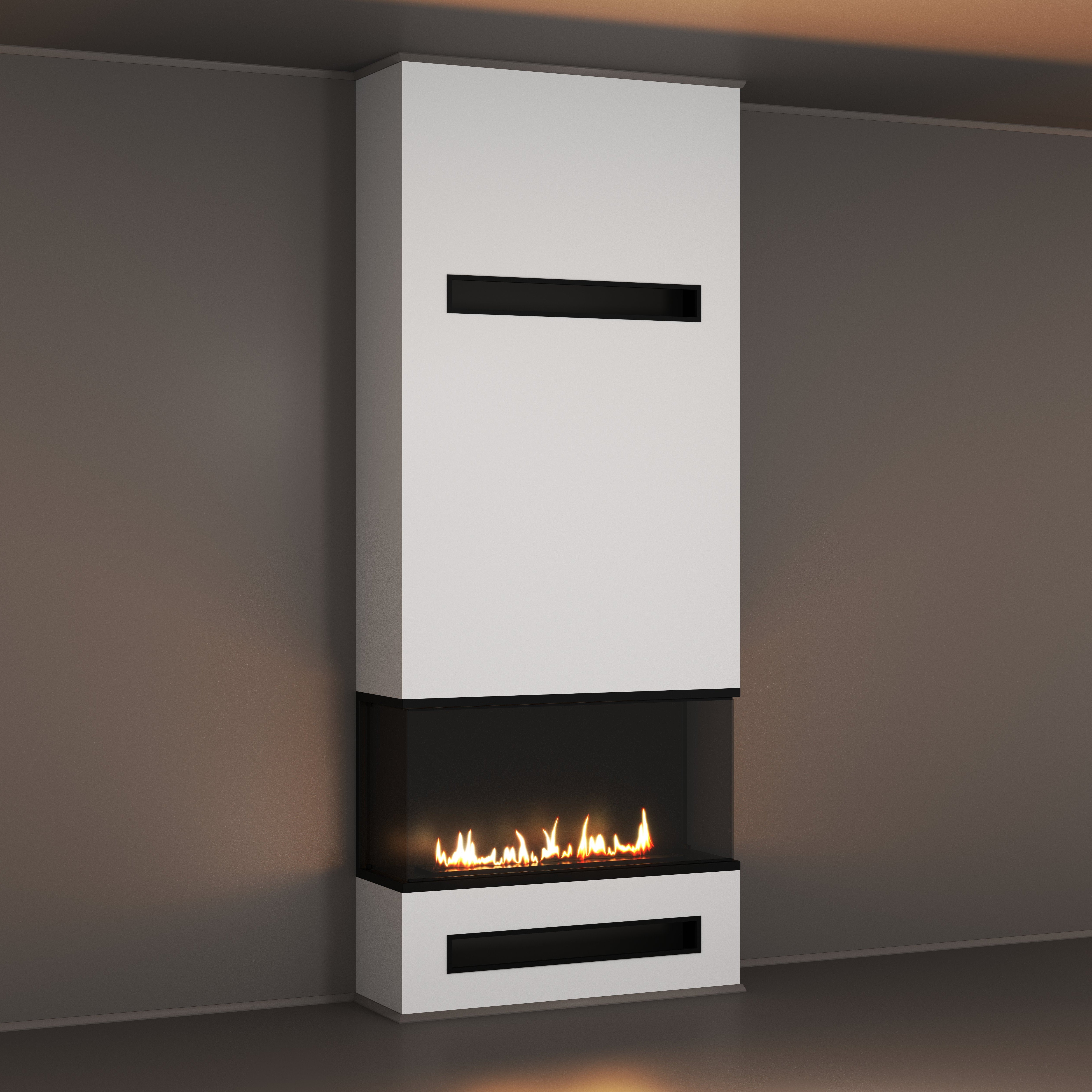 Made Three-sided Built-in Fireplace Full Glass 60 cm