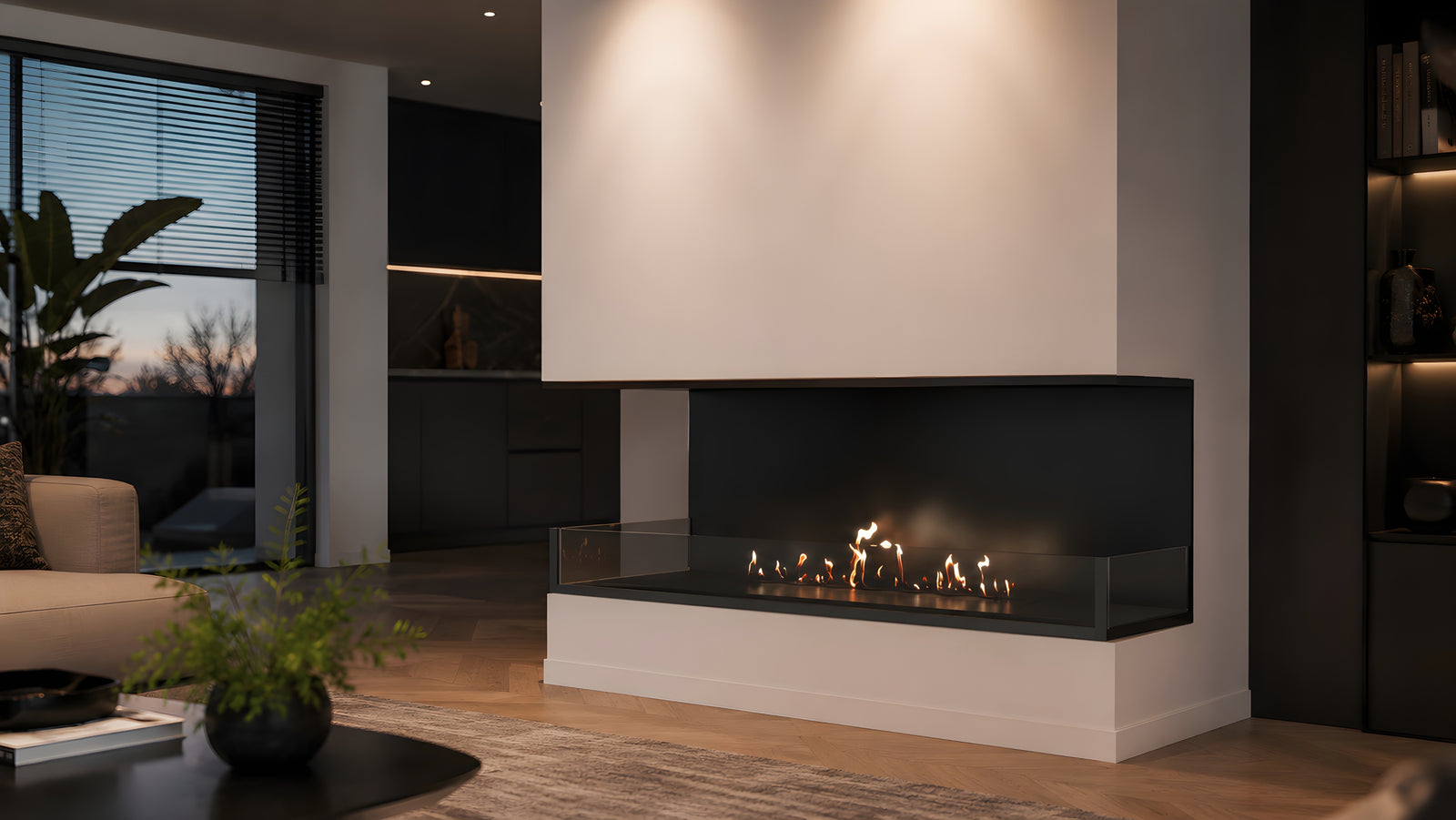 Made Three-sided built-in fireplace 120 cm