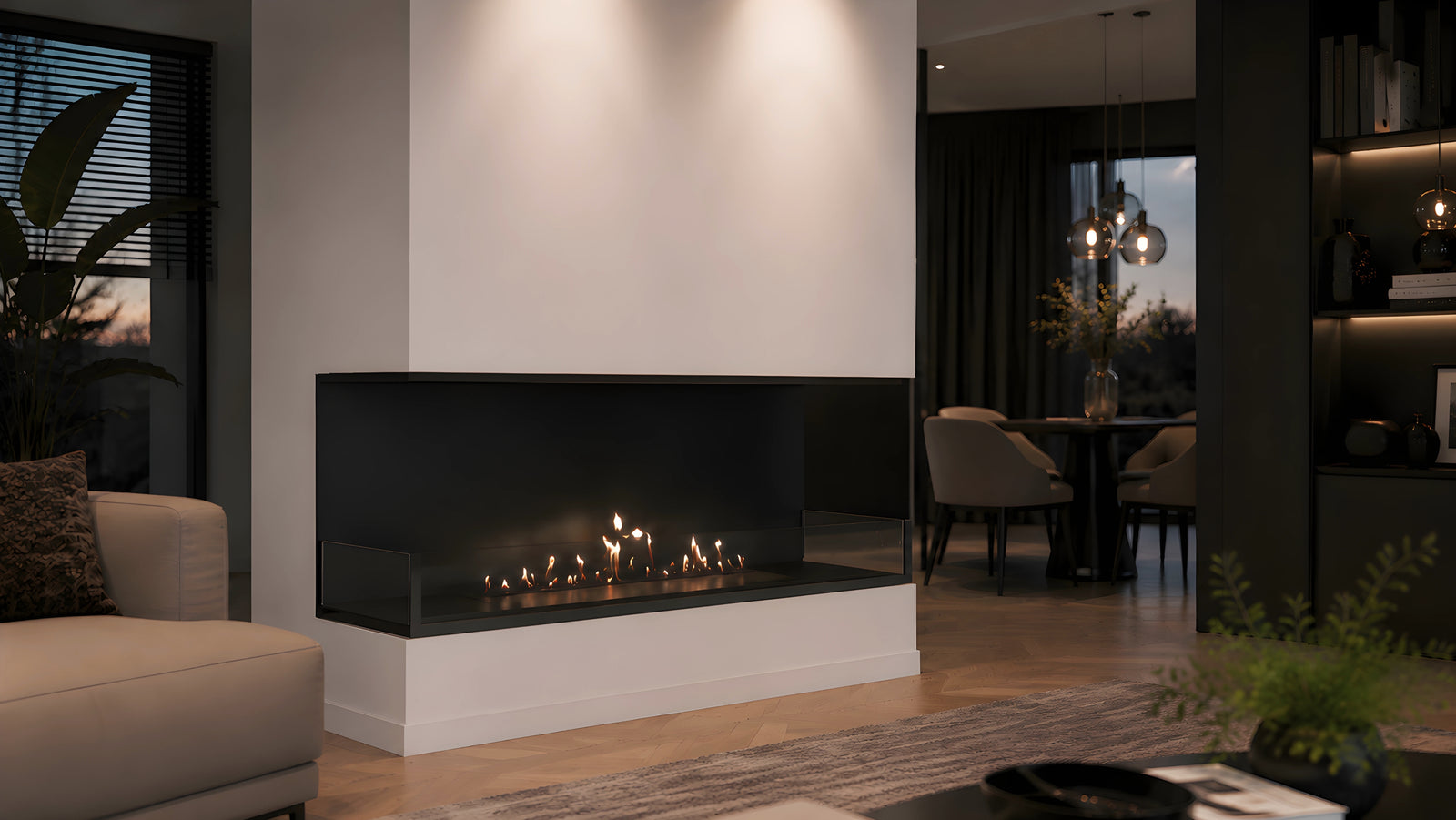 Made Three-sided built-in fireplace 120 cm