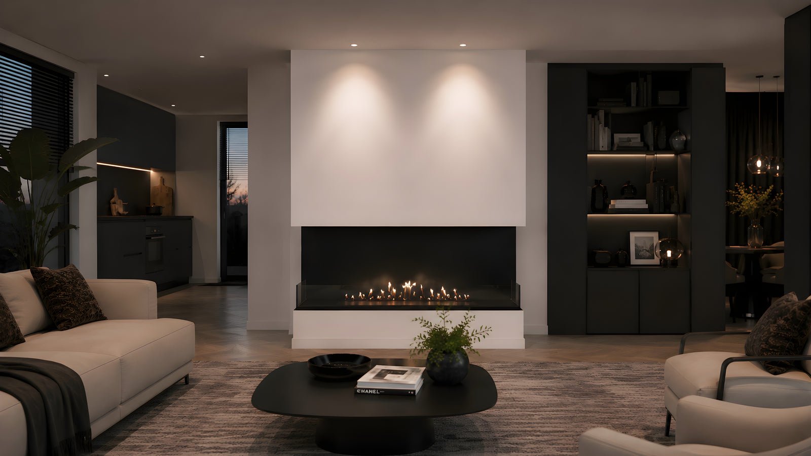 Made Three-sided built-in fireplace 120 cm