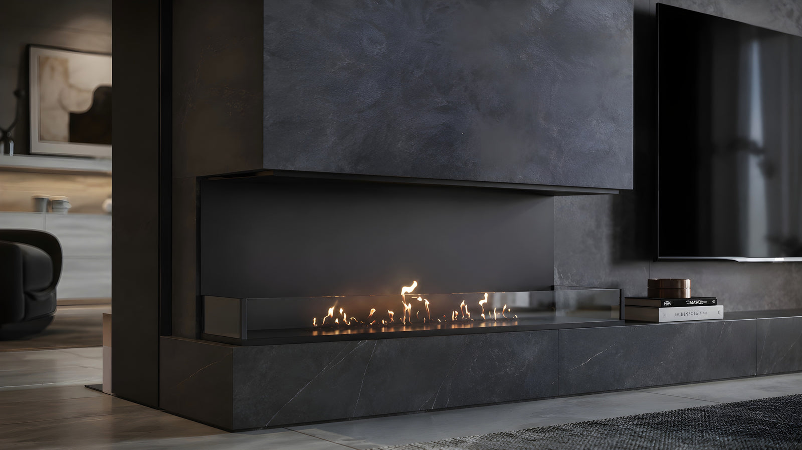 Made Three-sided built-in fireplace 150 cm