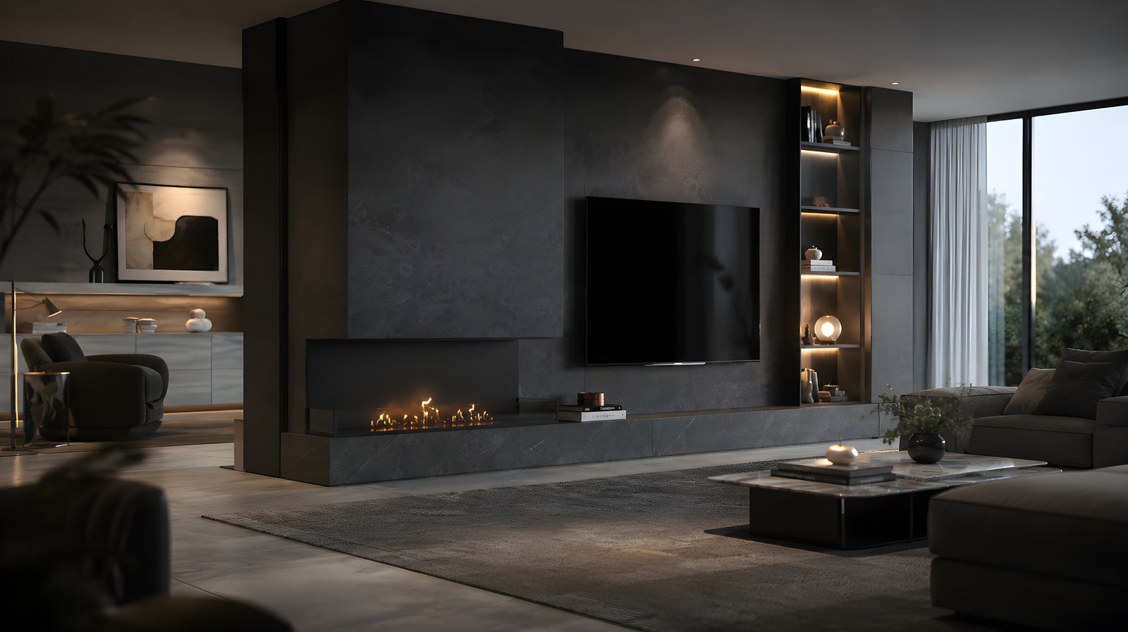 Made Three-sided built-in fireplace 150 cm