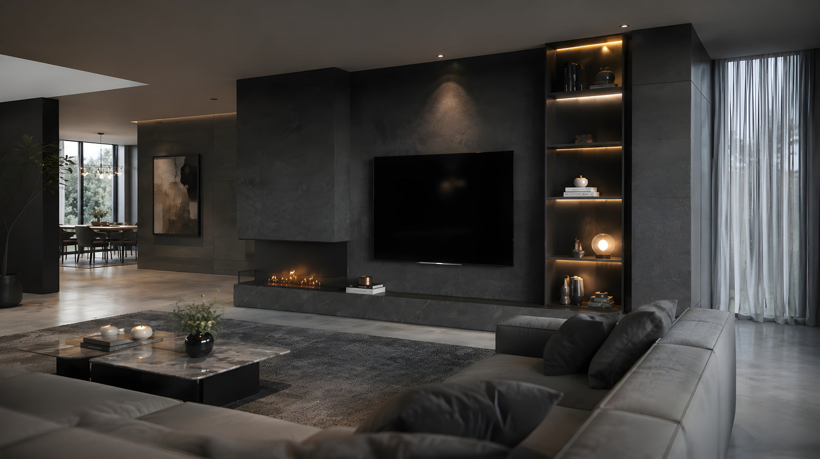 Made Three-sided built-in fireplace 150 cm