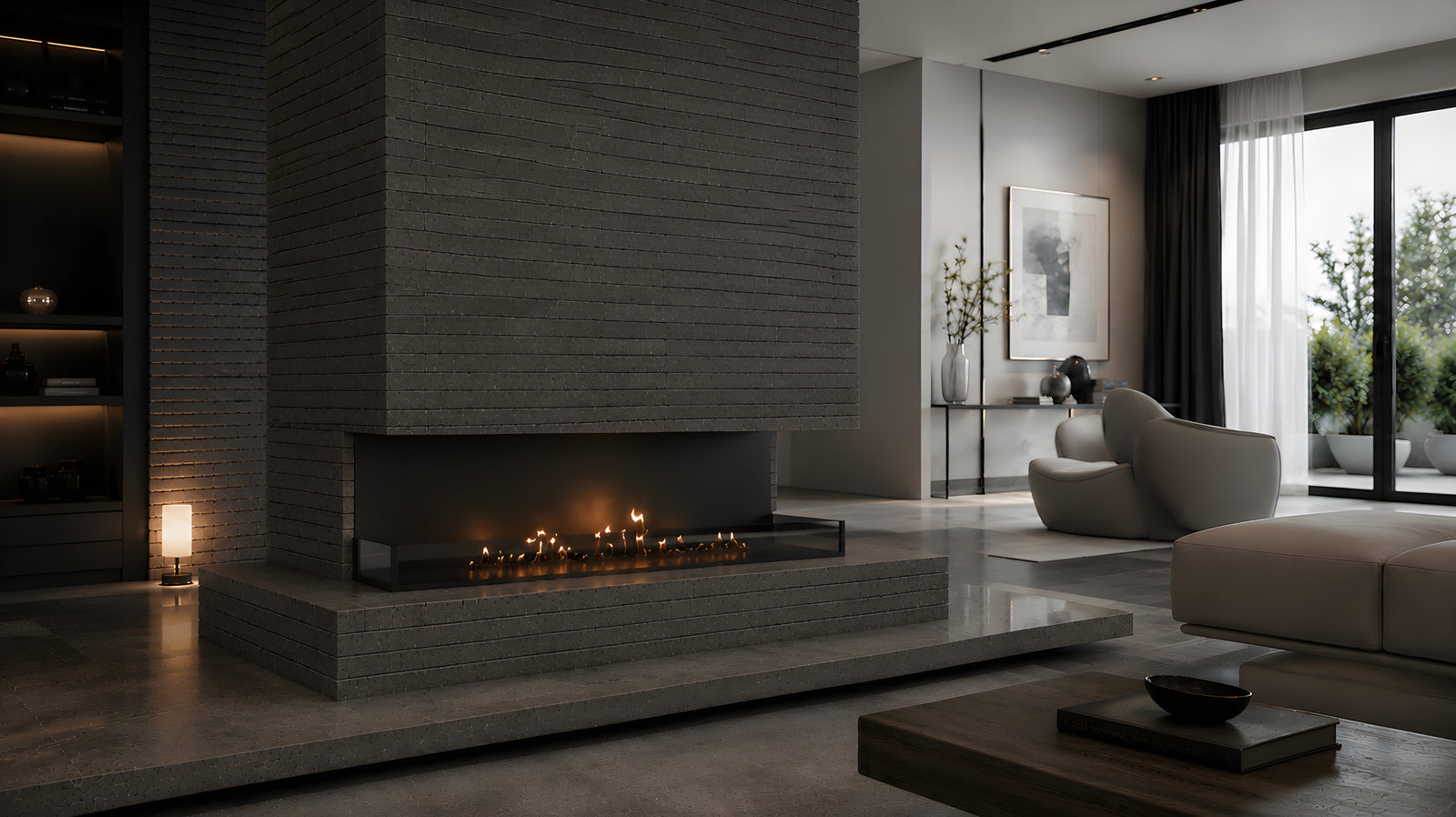 Made Three-sided built-in fireplace 160 cm