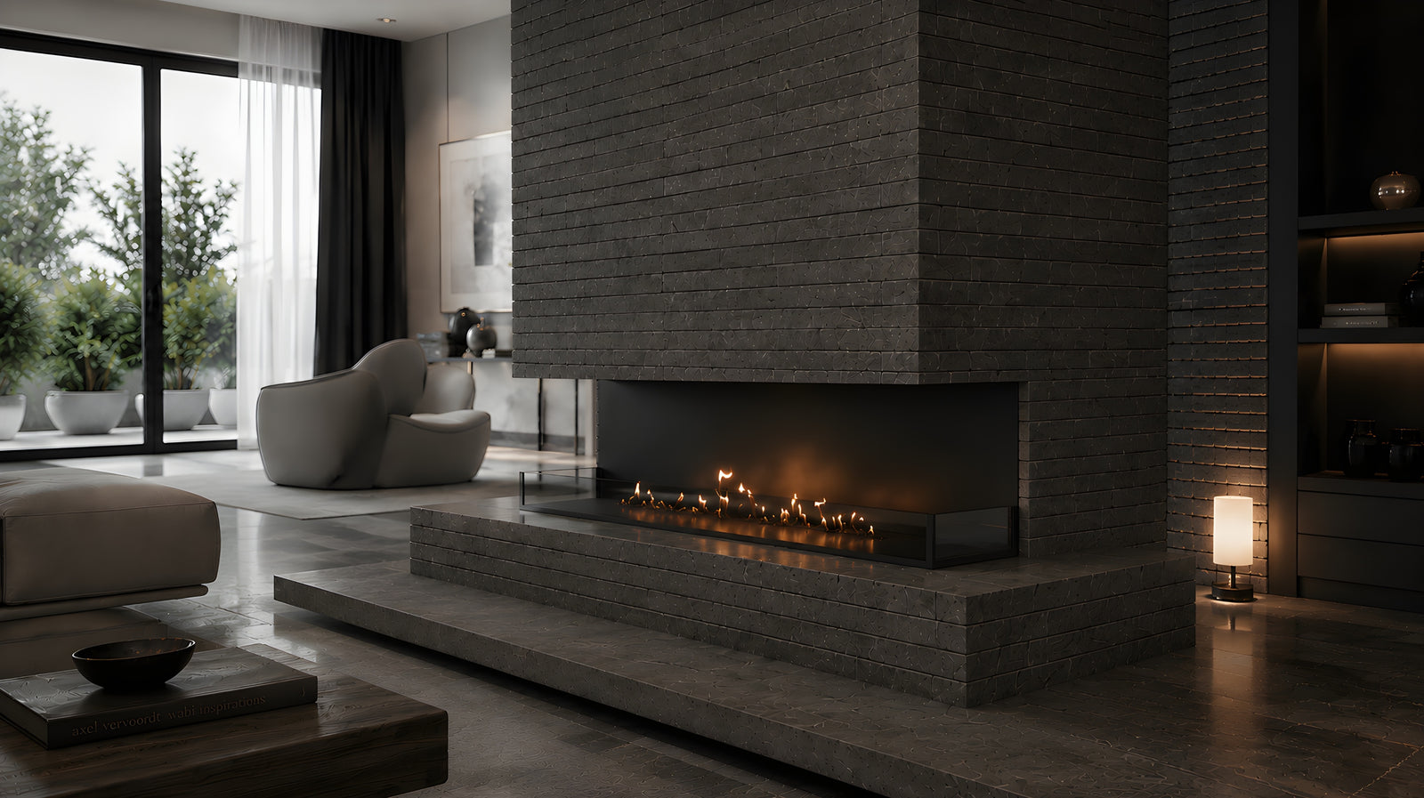 Made Three-sided built-in fireplace 160 cm