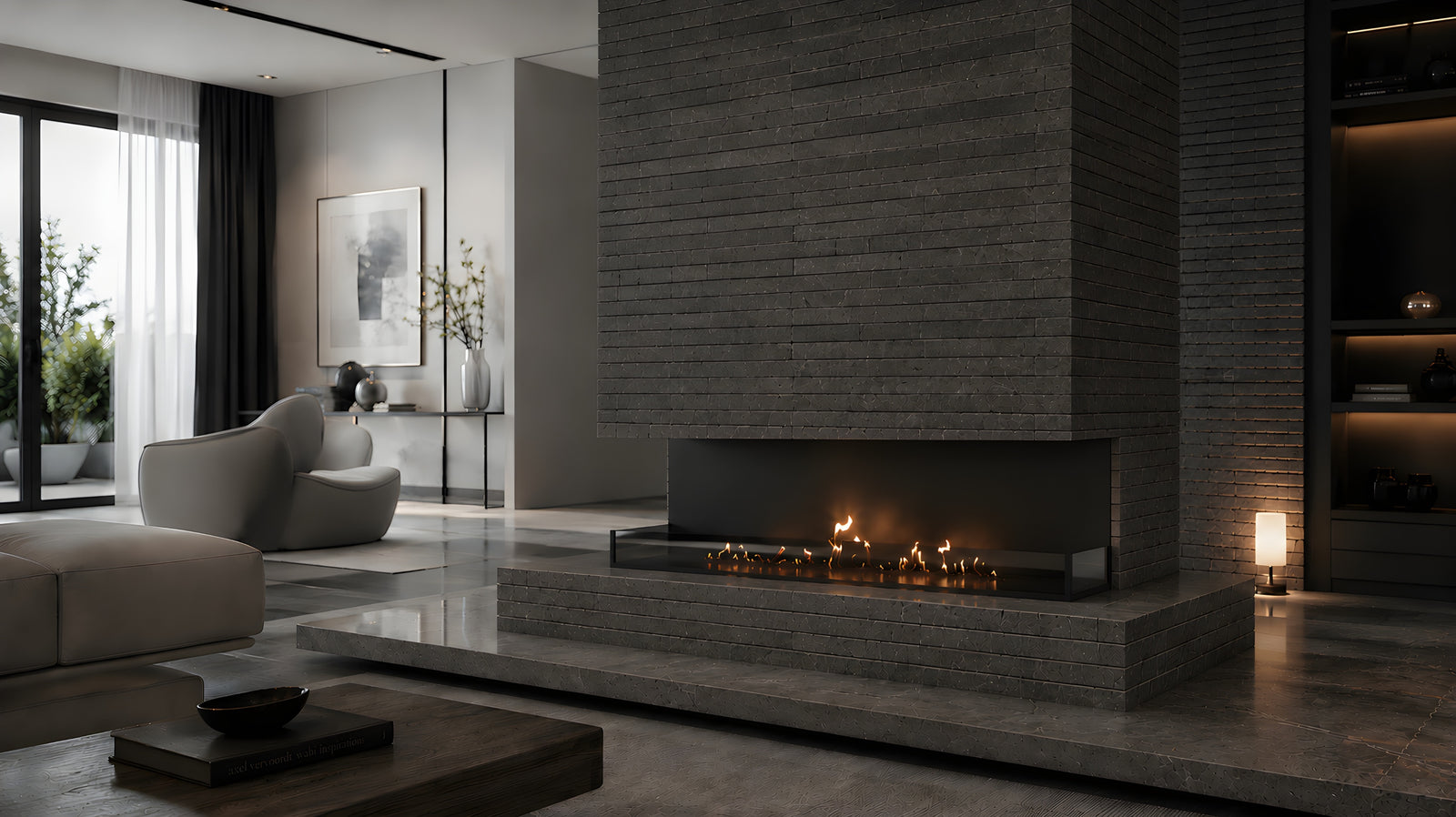 Made Three-sided built-in fireplace 160 cm