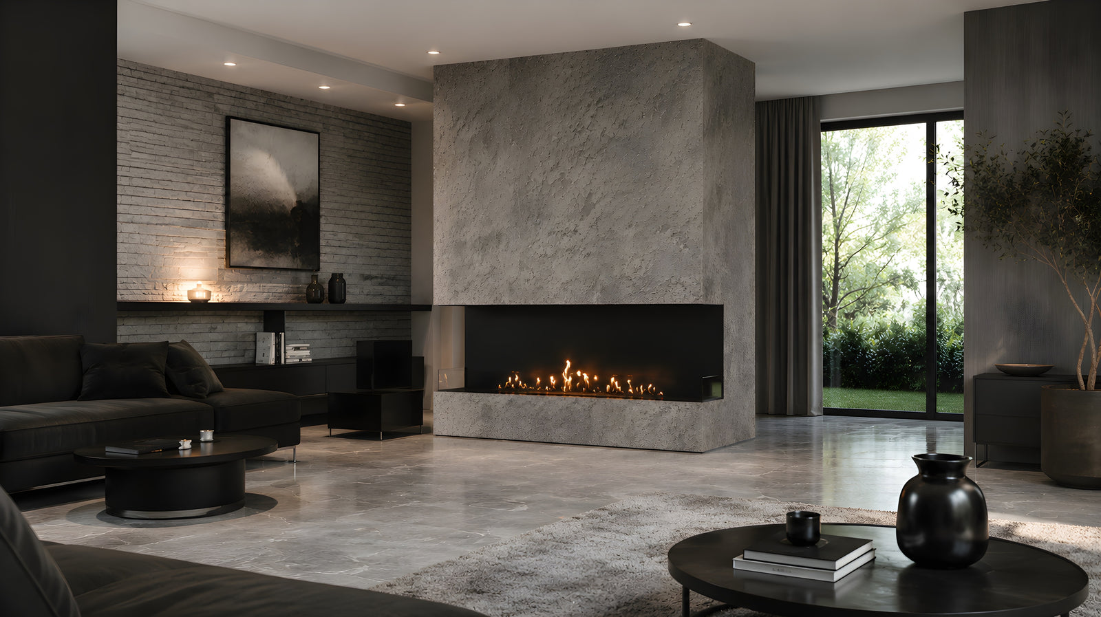 Made Three-sided built-in fireplace 170 cm
