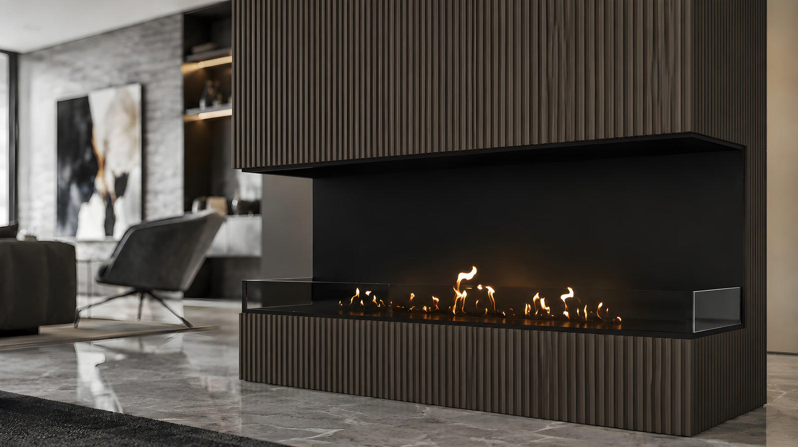 Made Three-sided built-in fireplace 180 cm