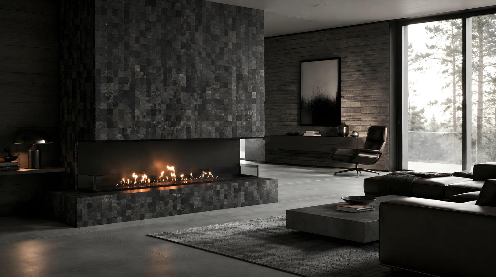 Made Three-sided built-in fireplace 190 cm