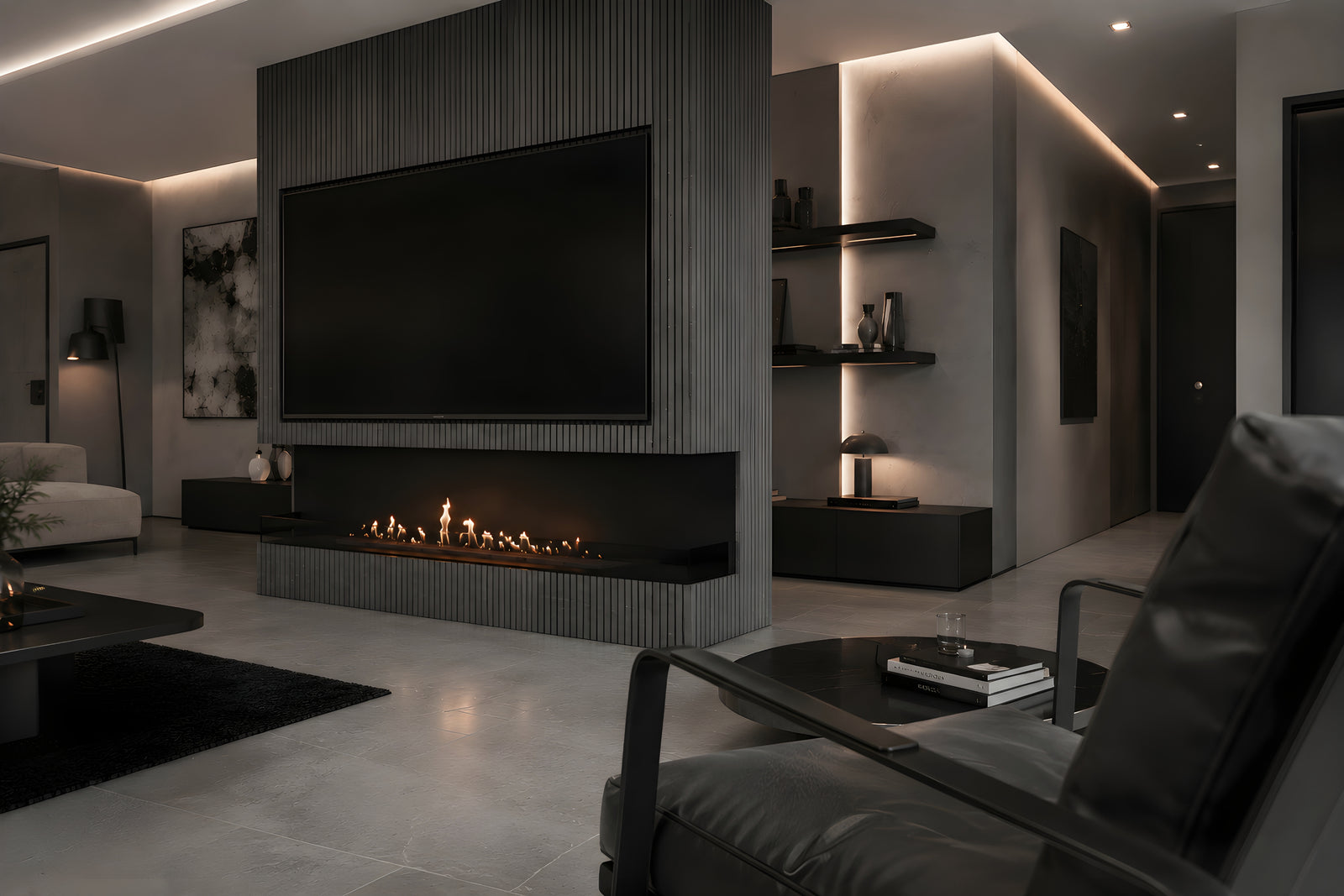 Made Three-sided built-in fireplace 200 cm