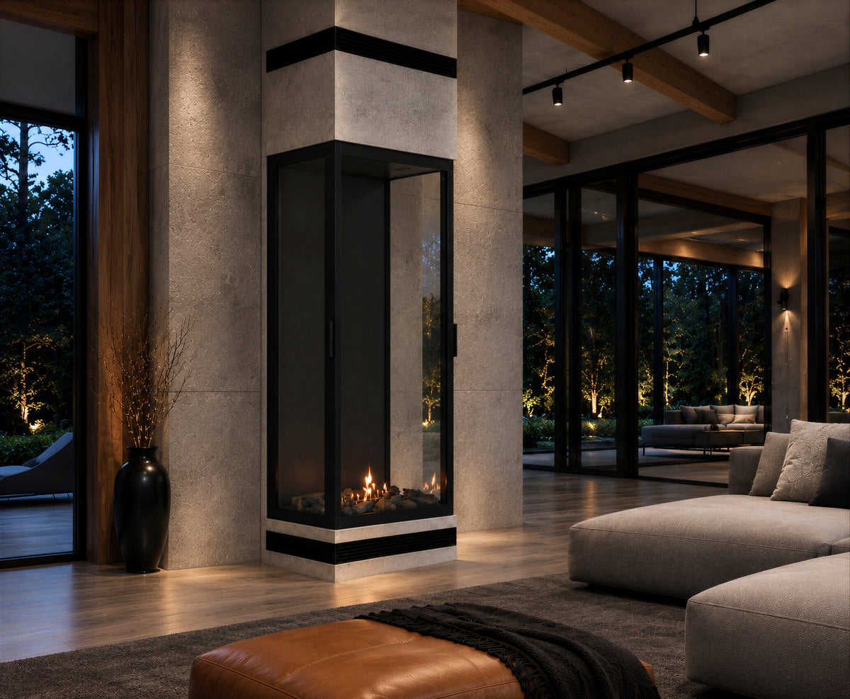 Made Three-Sided Vertical Room Divider Full Glass 60 x 100 cm