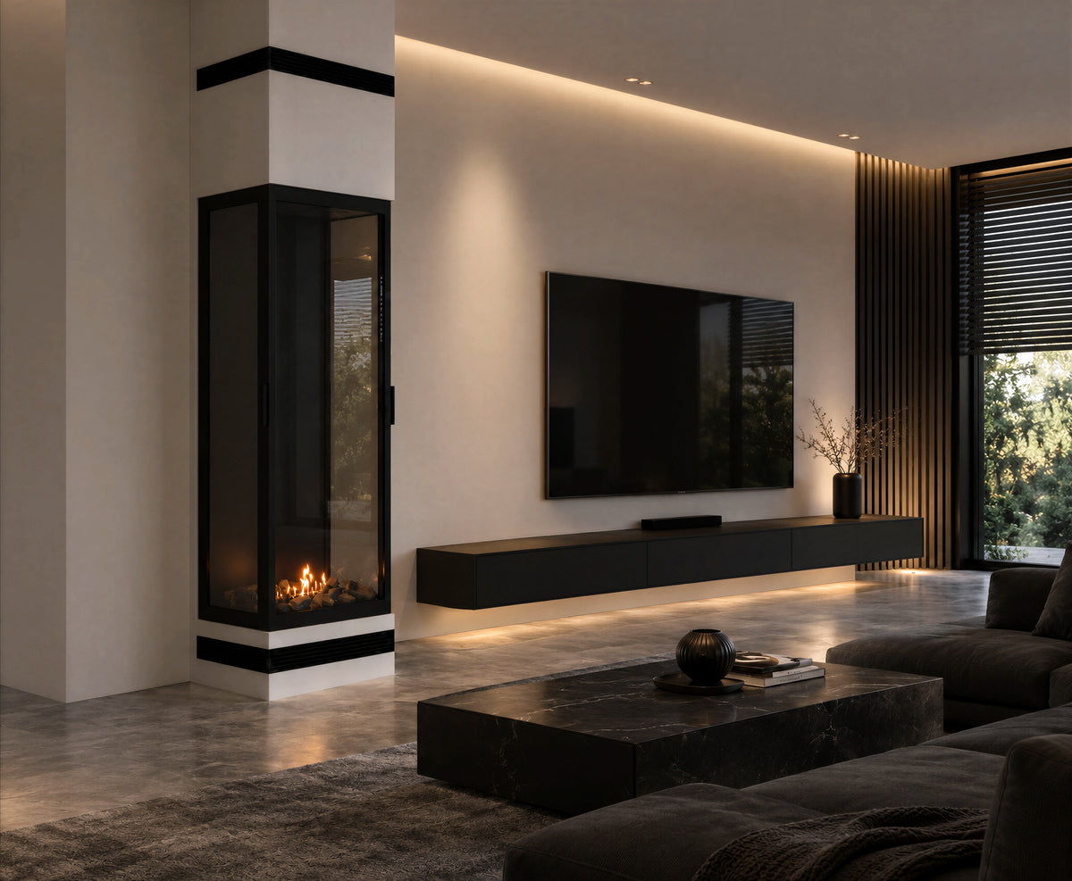 Made Three-Sided Vertical Room Divider Full Glass 60 x 120 cm