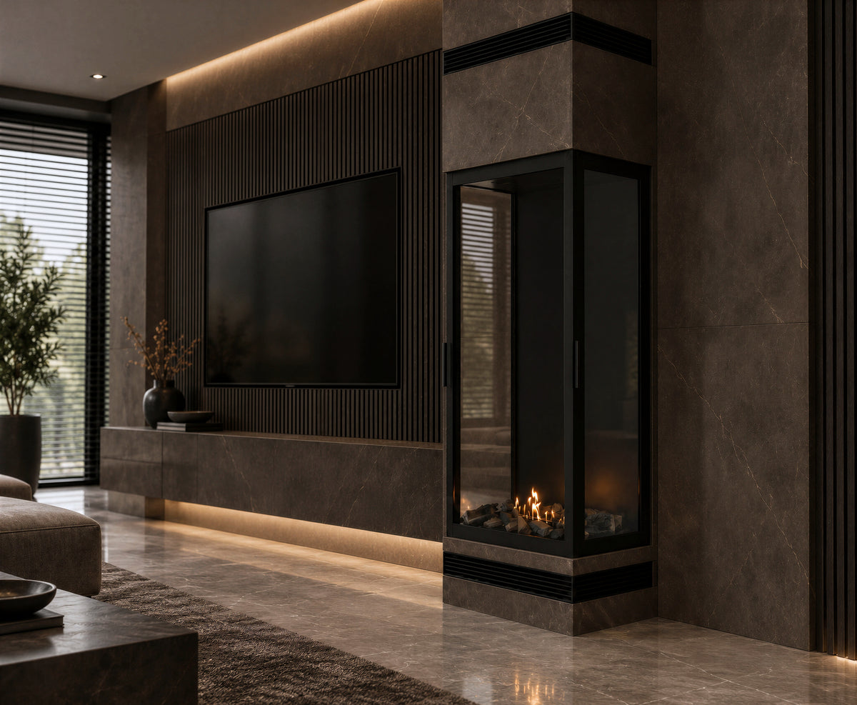 Made Three-Sided Vertical Room Divider Full Glass 60 x 140 cm