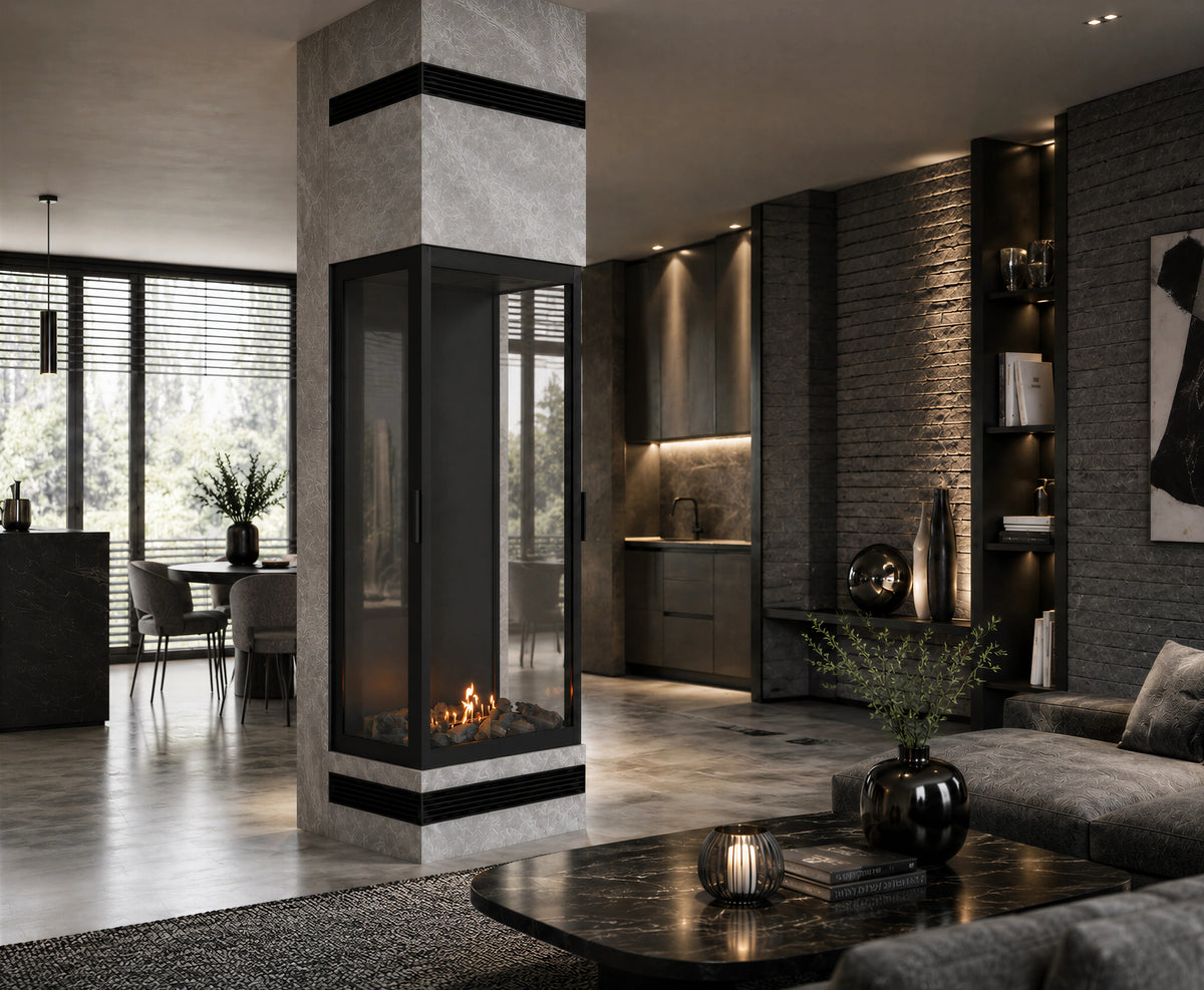 Made Three-Sided Vertical Room Divider Full Glass 60 x 160 cm